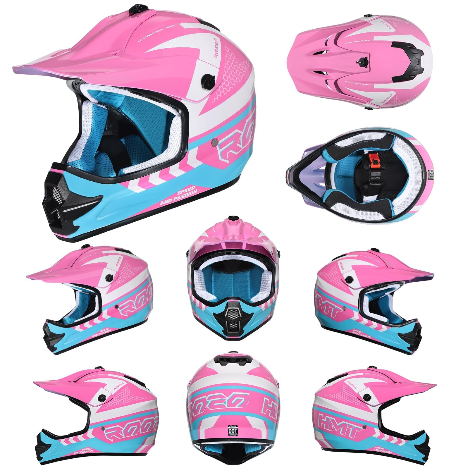 Youth Dirt Bike Helmet DOT Certified - Full Face Motorcycle Helmet for Off-Road, ATV, Street Riding, Includes Adjustable Goggles & Protective Gloves