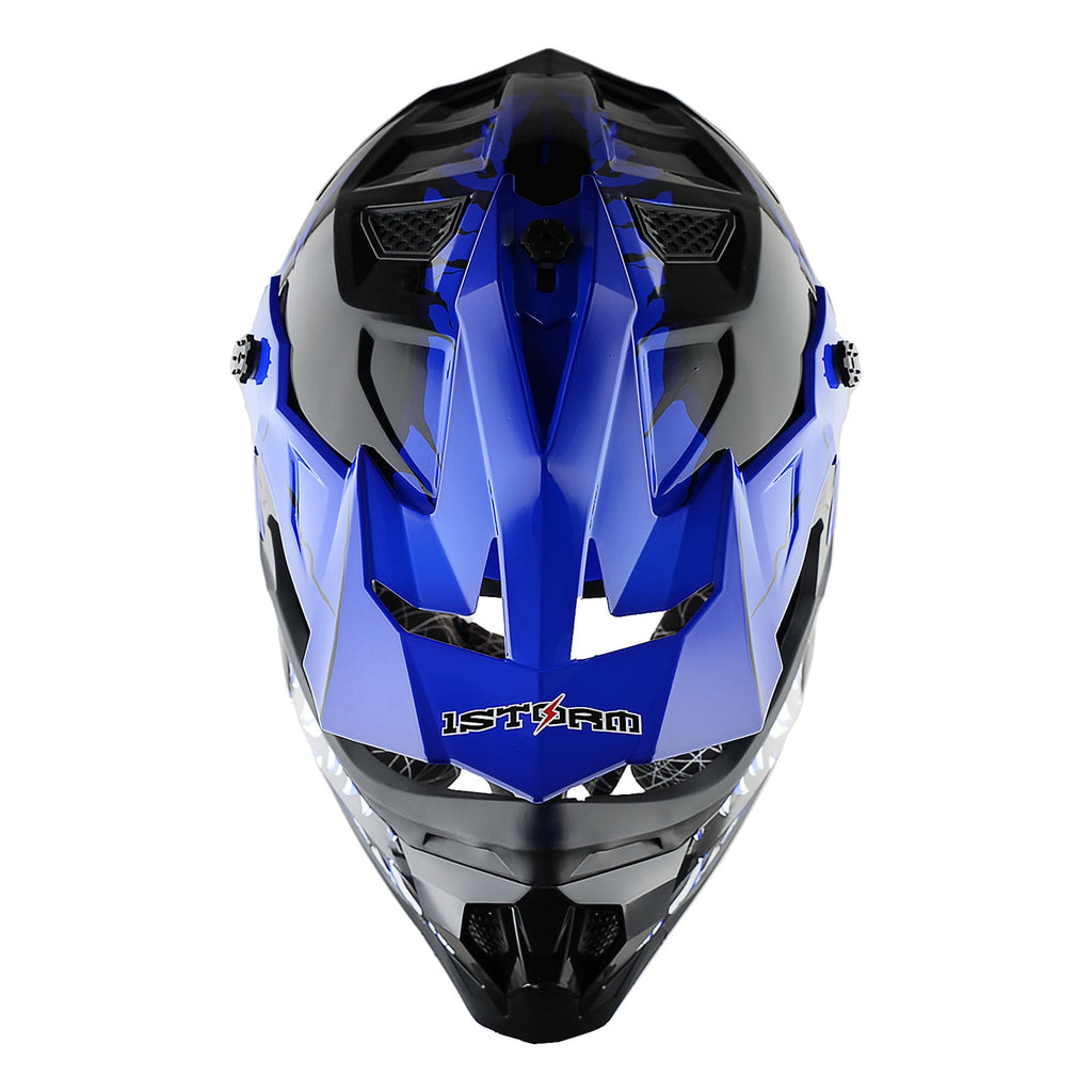 1Storm Adult Motocross Helmet ATV Dirt Bike BMX MX Downhill Mountain Helmet Track Style JH601; Matt Black