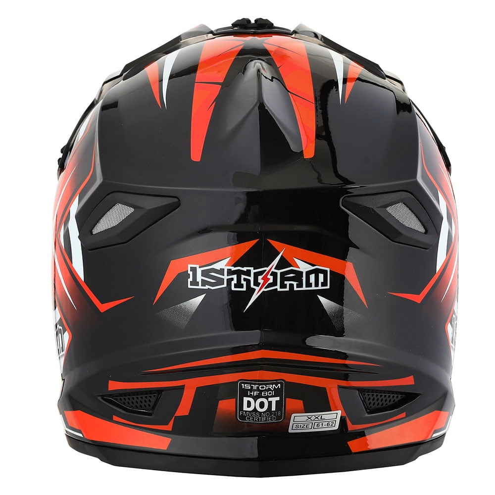 1Storm Adult Motocross Helmet BMX MX ATV Dirt Bike Helmet Racing Style HF801; Sonic Red