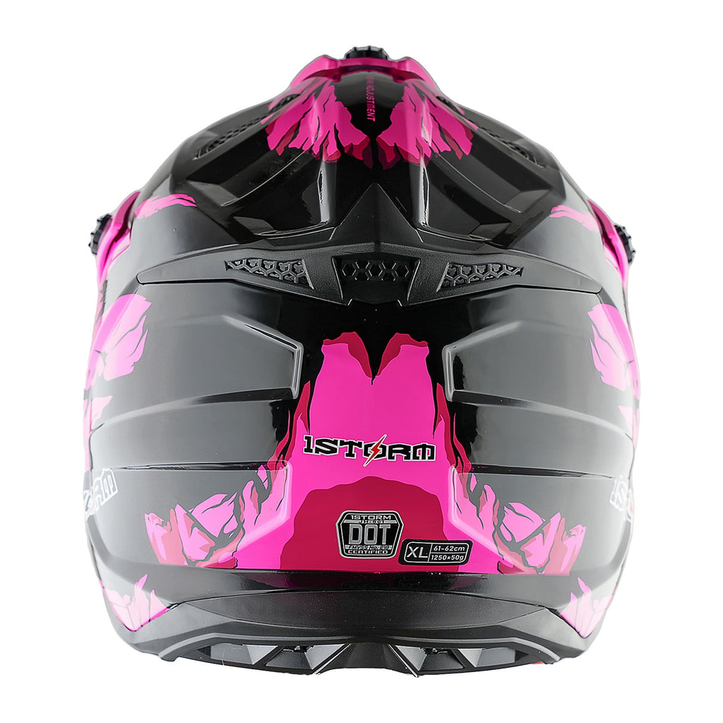 1Storm Adult Motocross Helmet ATV Dirt Bike BMX MX Downhill Mountain Helmet Track Style JH601; Matt Black