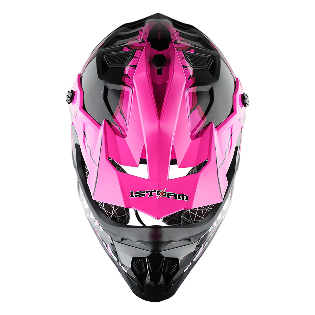 1Storm Adult Motocross Helmet ATV Dirt Bike BMX MX Downhill Mountain Helmet Track Style JH601; Matt Black
