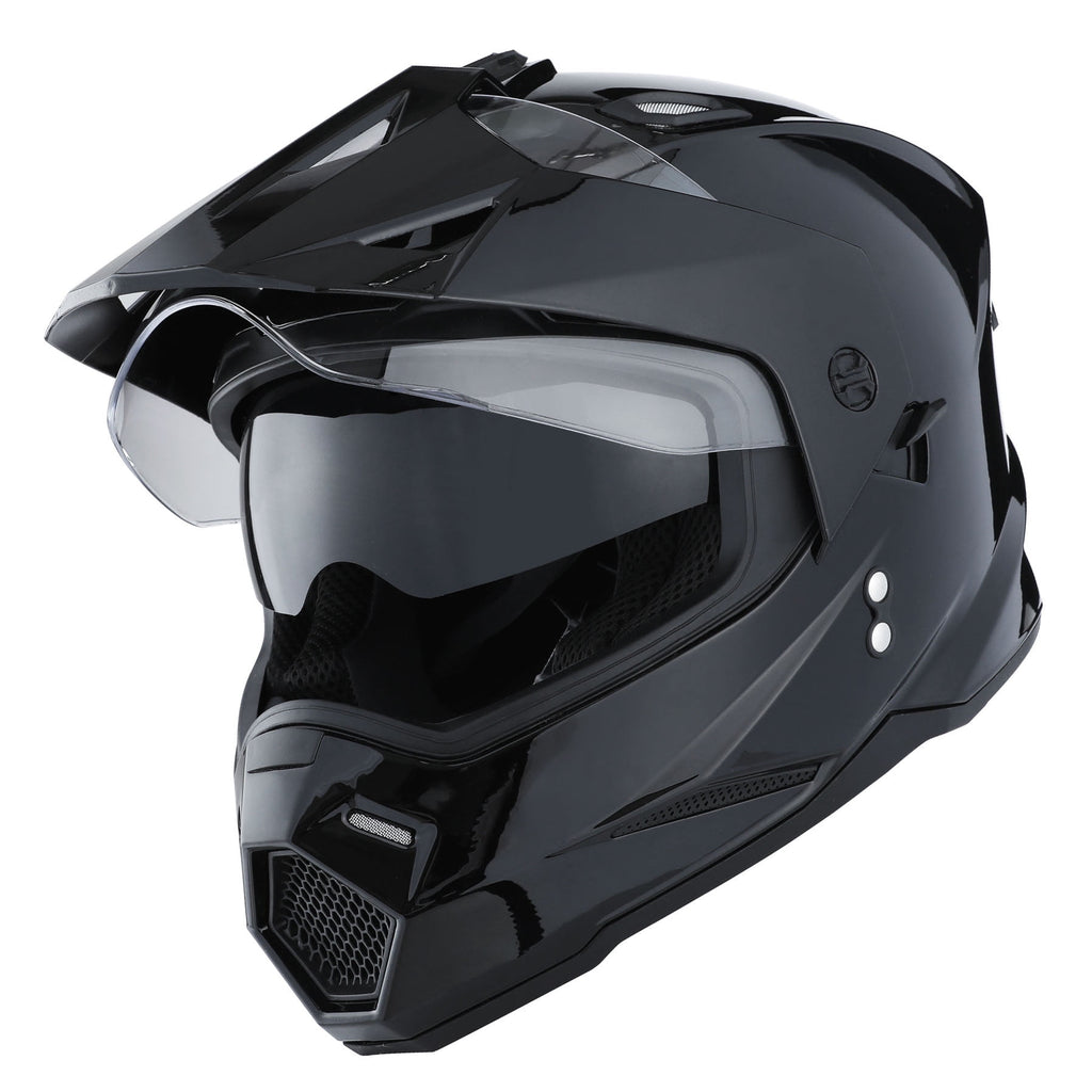 1Storm Adult Motorcycle Motocross Dual Sport Off Road Full Face Dual Visor Helmet F802CLS Matt Black