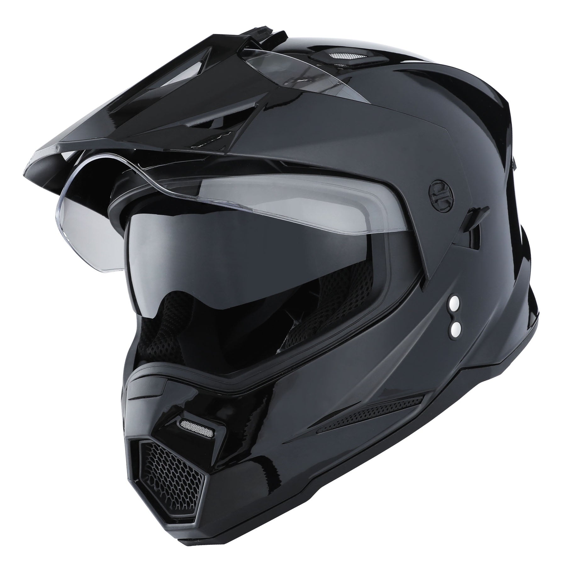1Storm Adult Motorcycle Motocross Dual Sport Off Road Full Face Dual Visor Helmet F802CLS Matt Black