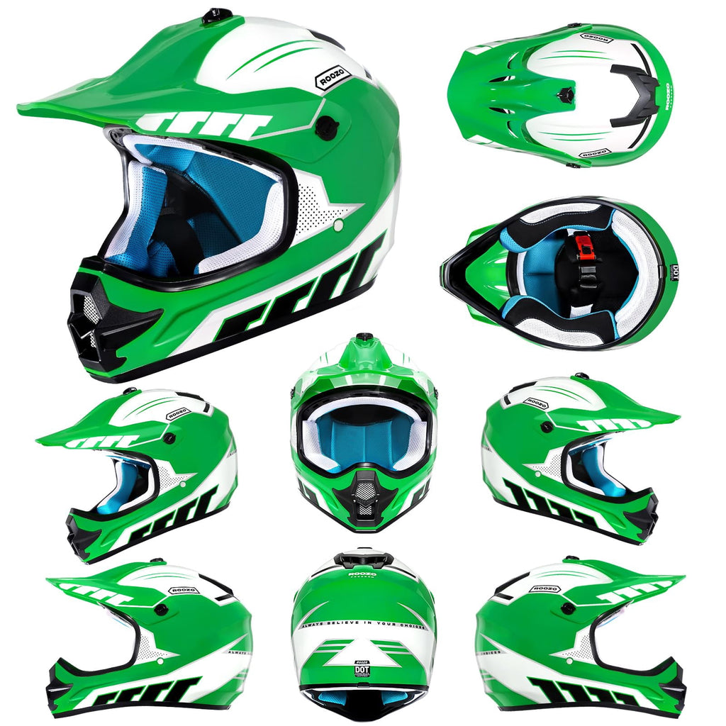 Youth Dirt Bike Helmet DOT Certified - Full Face Motorcycle Helmet for Off-Road, ATV, Street Riding, Includes Adjustable Goggles & Protective Gloves