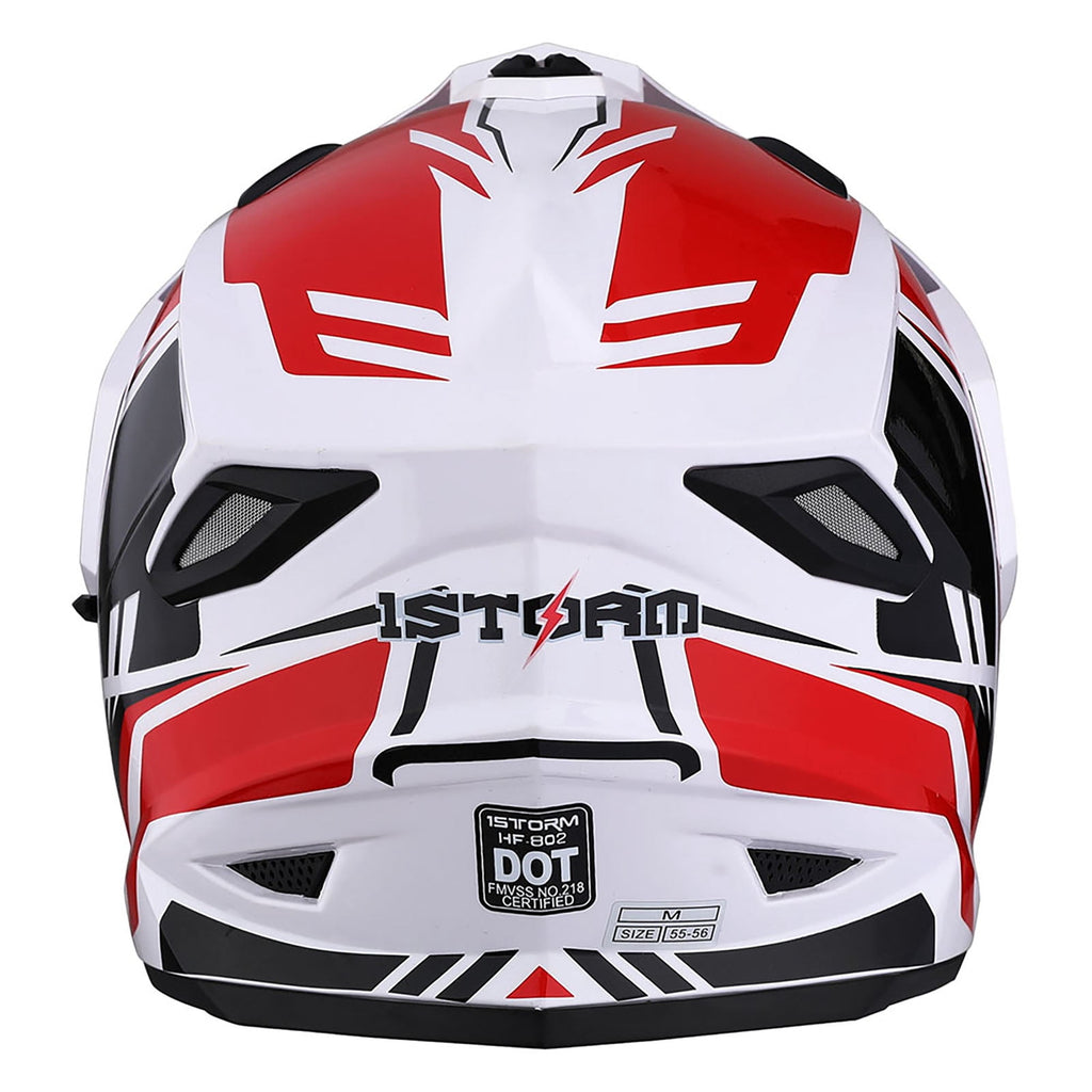 1Storm Youth Kids Dual Sport Dual Visor Motorcycle Motocross Off Road Full Face Helmet HF802Youth Storm Red
