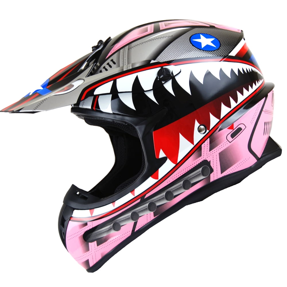 1Storm Adult Motocross Helmet BMX MX ATV Dirt Bike Downhill Mountain Bike Helmet Racing Style HKY_SC09S; Shark Red