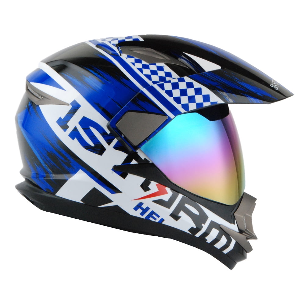 1Storm Dual Sport Helmet Motorcycle Full Face Motocross Off Road Bike HGXP14A Glossy White