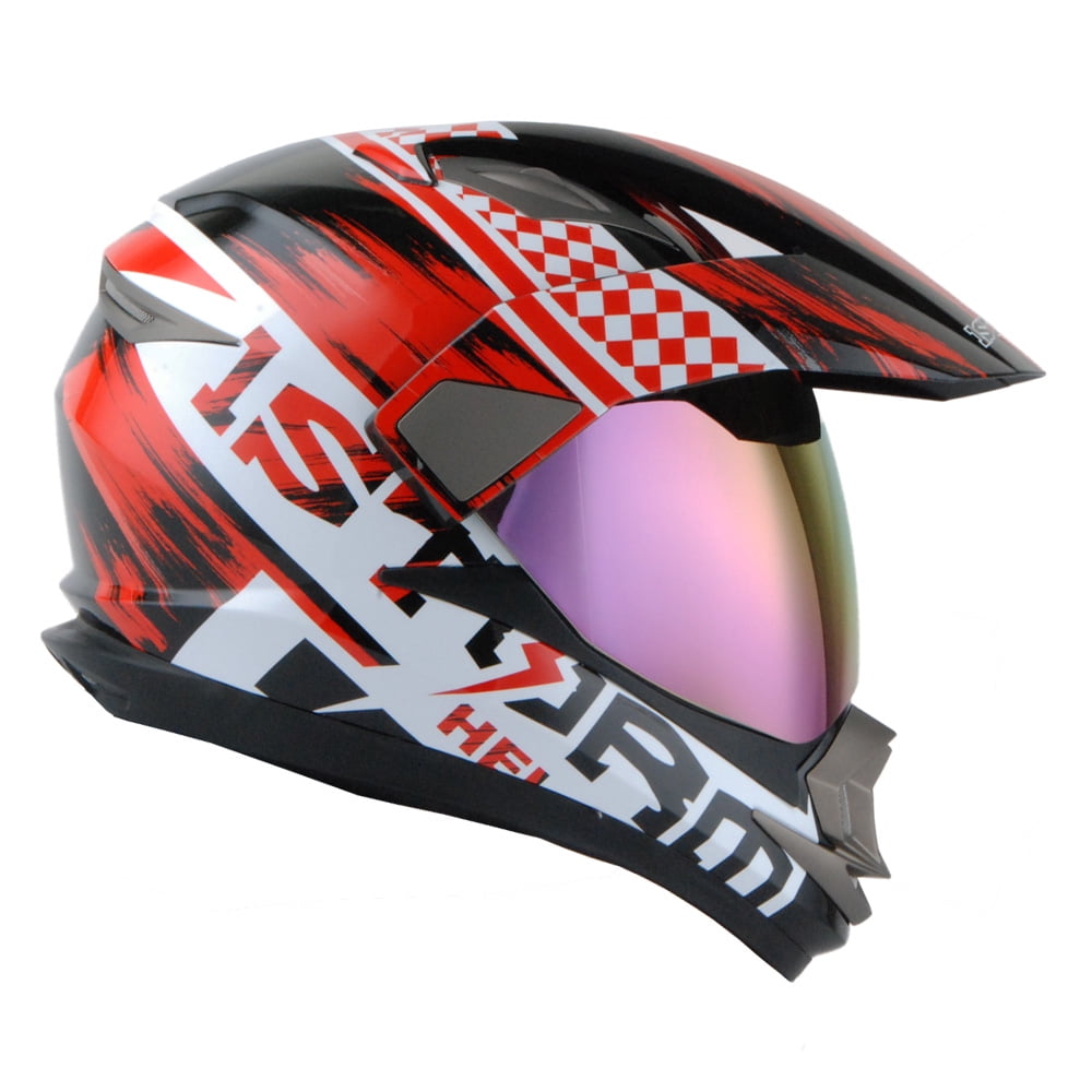 1Storm Dual Sport Helmet Motorcycle Full Face Motocross Off Road Bike HGXP14A Glossy White