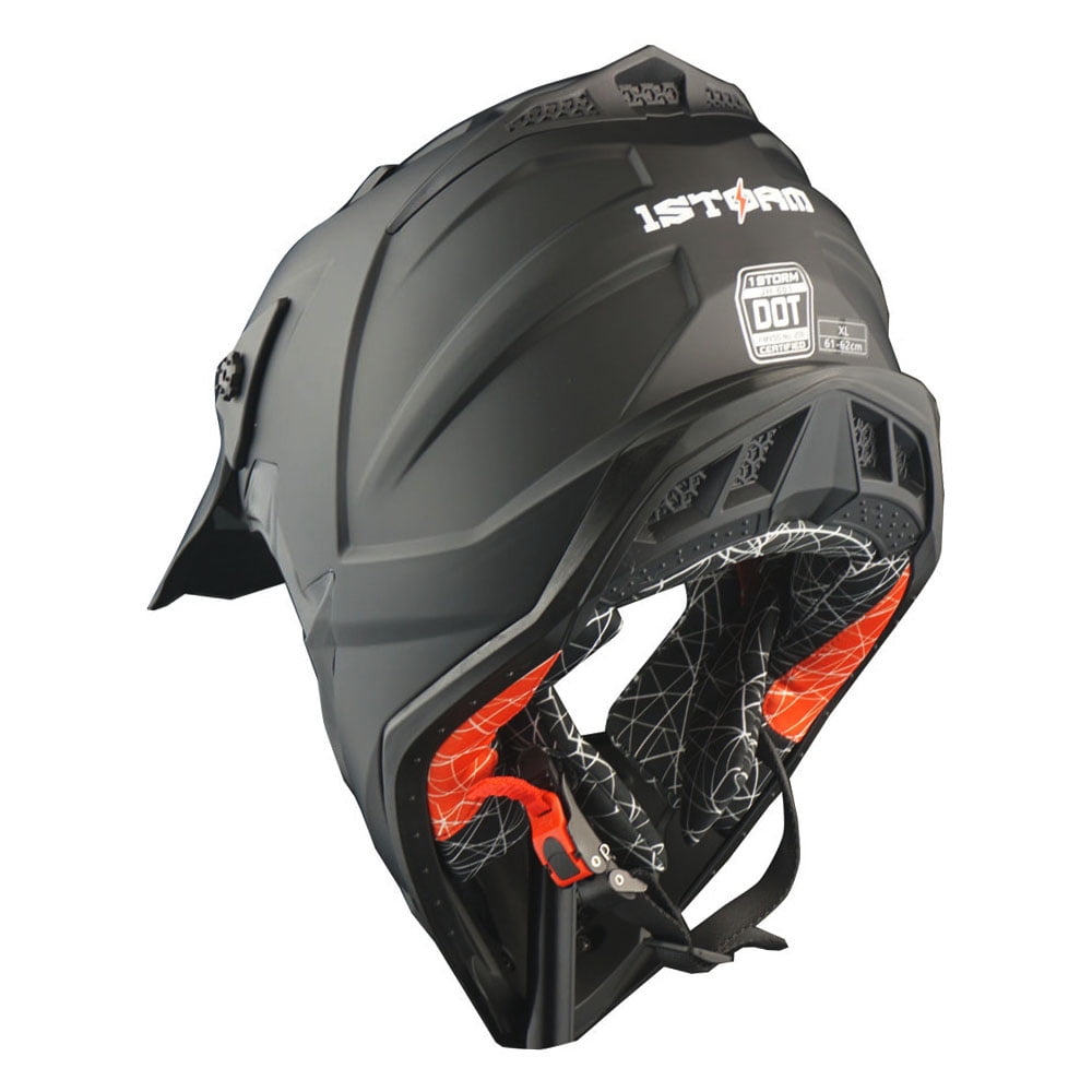 1Storm Adult Motocross Helmet ATV Dirt Bike BMX MX Downhill Mountain Helmet Track Style JH601; Matt Black
