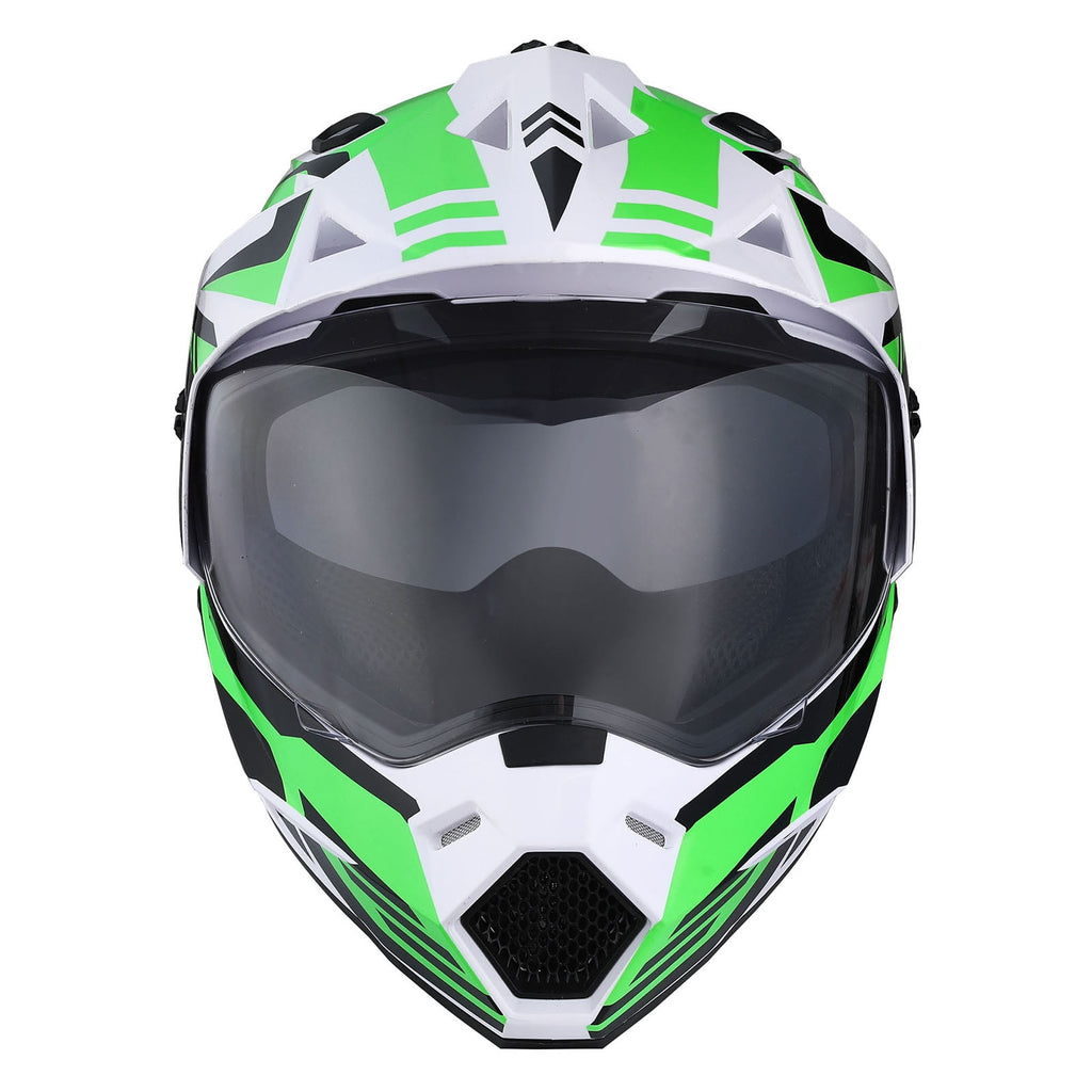 1Storm Dual Sport Motorcycle Motocross Off Road Full Face Helmet HF802 Dual Visor Storm Force Black