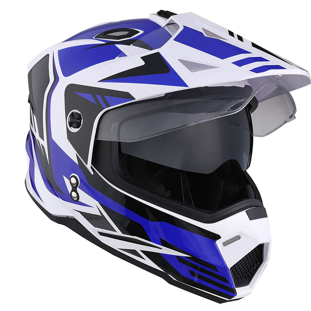 1Storm Adult Motorcycle Motocross Dual Sport Off Road Full Face Dual Visor Helmet F802CLS Matt Black