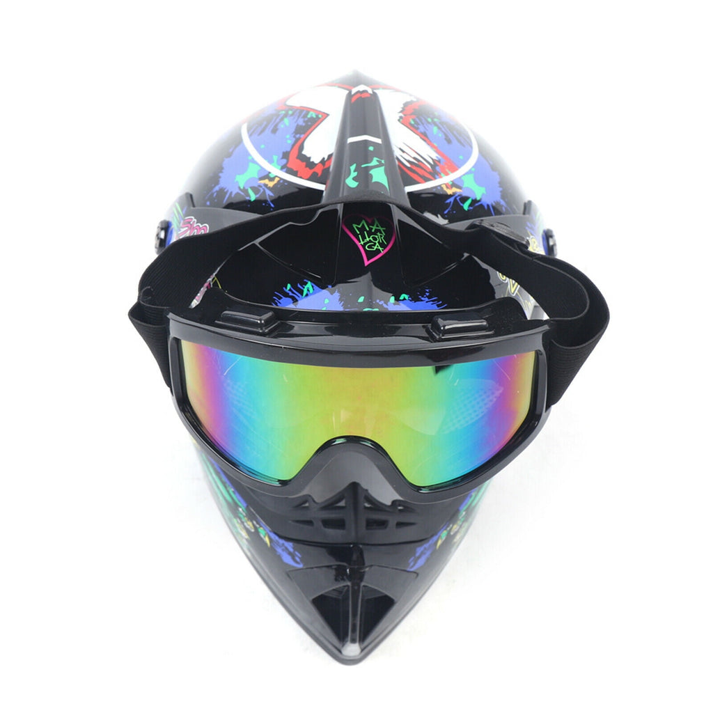 Youth Offroad Gear Combo Black ABS Plastic Matte Motocross Impact Resistant Helmet