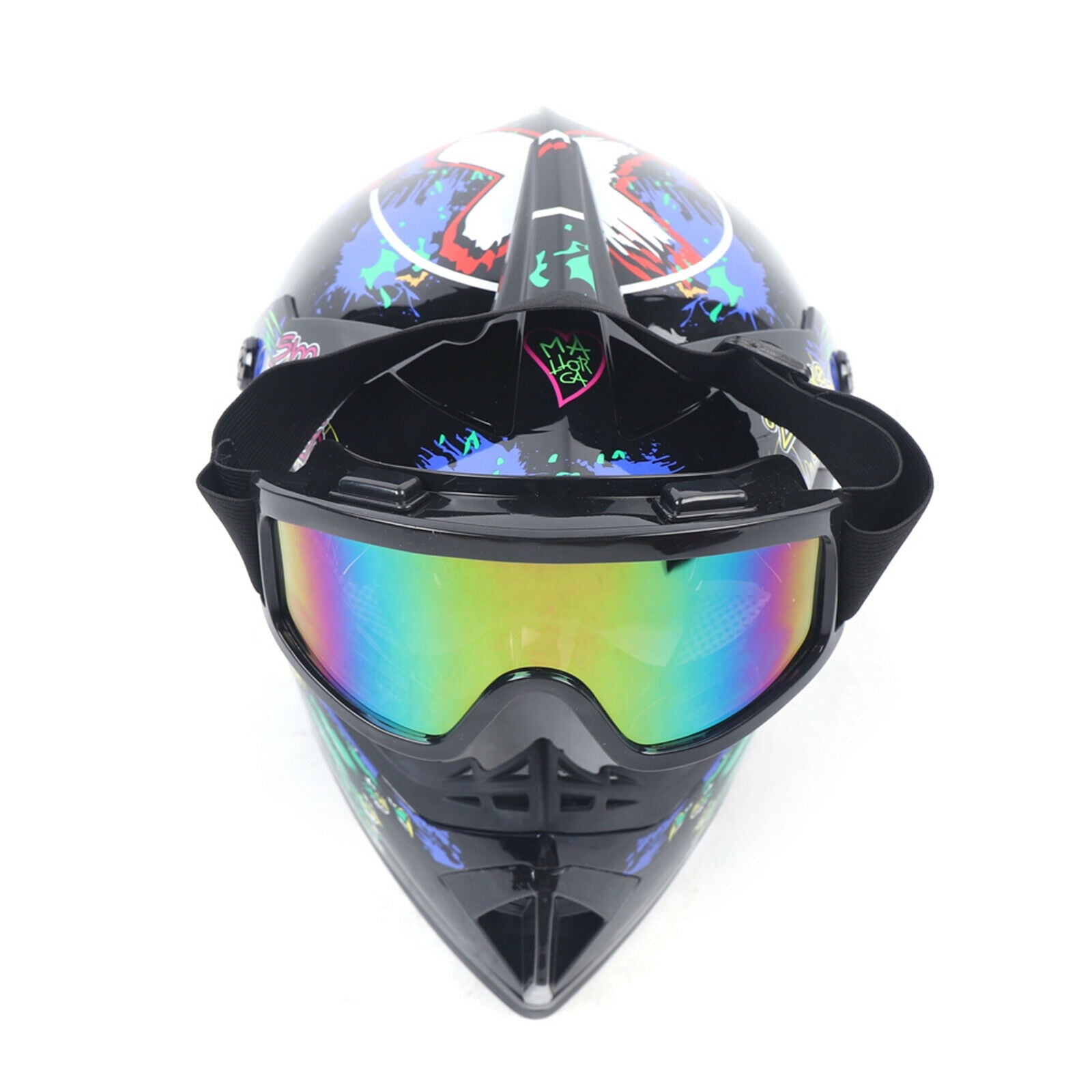 Youth Offroad Gear Combo Black ABS Plastic Matte Motocross Impact Resistant Helmet
