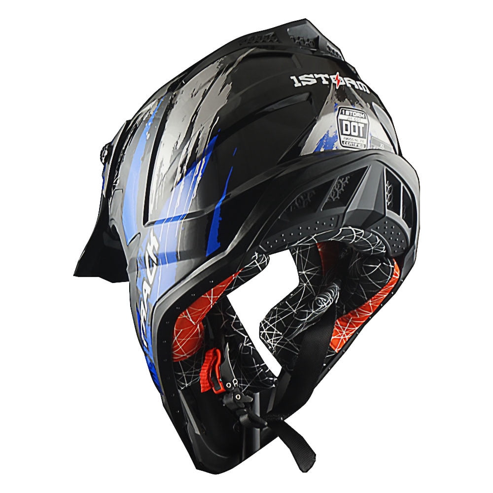 1Storm Adult Motocross Helmet ATV Dirt Bike BMX MX Downhill Mountain Helmet Track Style JH601; Matt Black