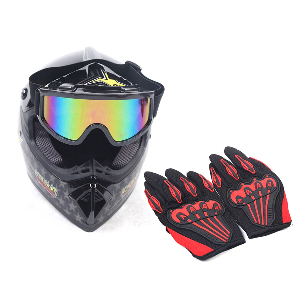 M Size Motocross Helmet With Goggle & Gloves For Motorcycle Dirt Bike Off-road