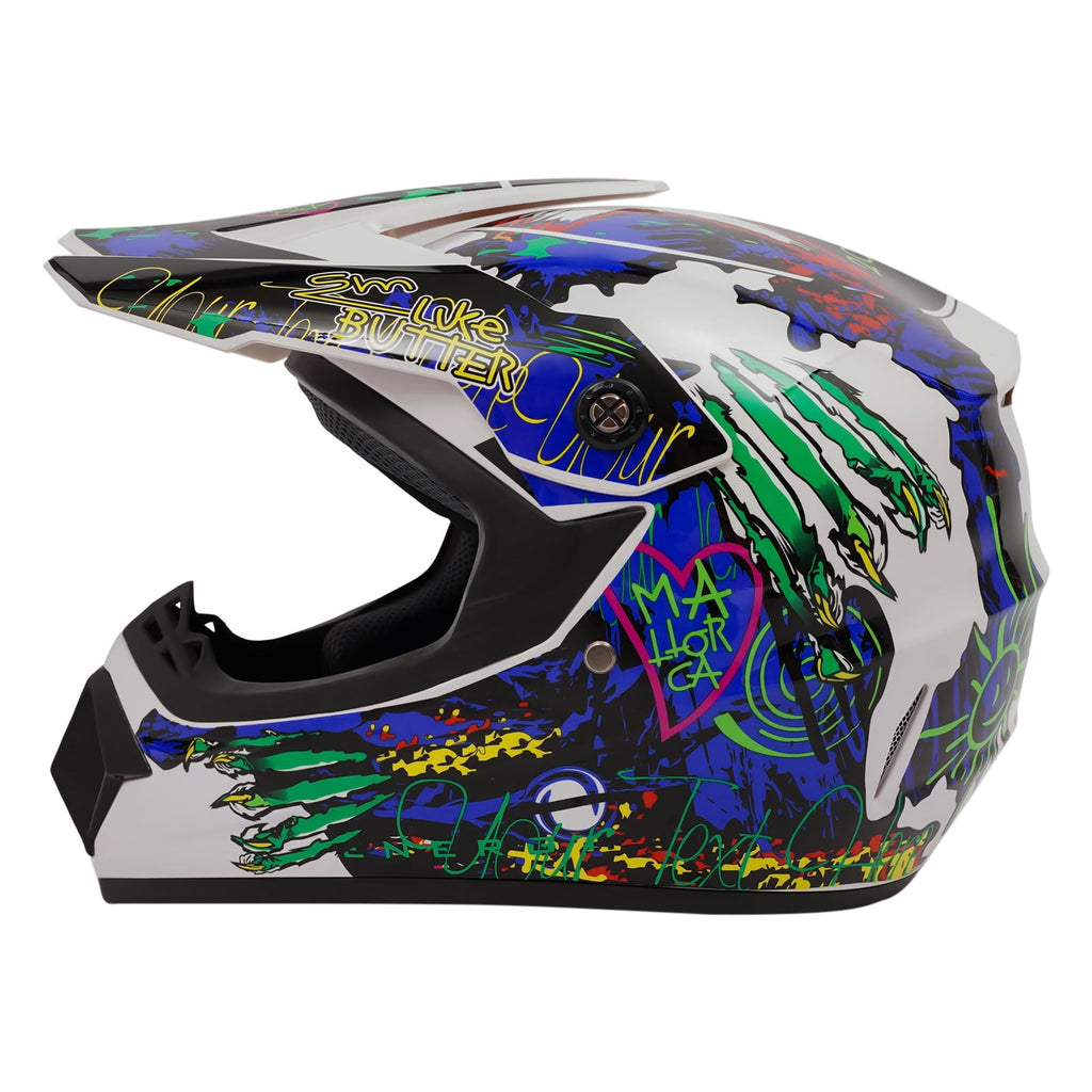 22.44-22.83in Suitable Head Helmet Set Helmet Set with Goggles and Gloves Motorcycle Off-Road Helmet Set