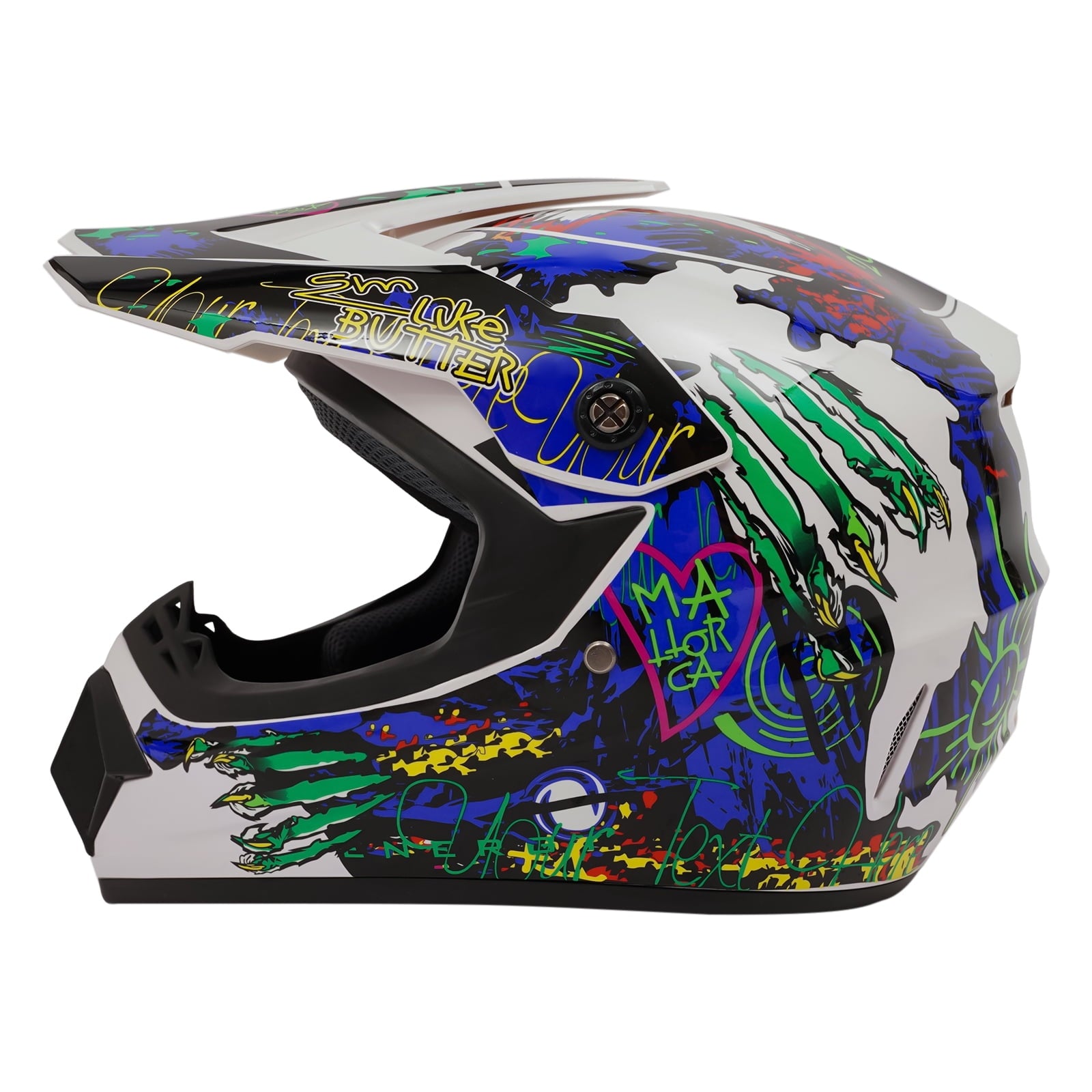 22.44-22.83in Suitable Head Helmet Set Helmet Set with Goggles and Gloves Motorcycle Off-Road Helmet Set