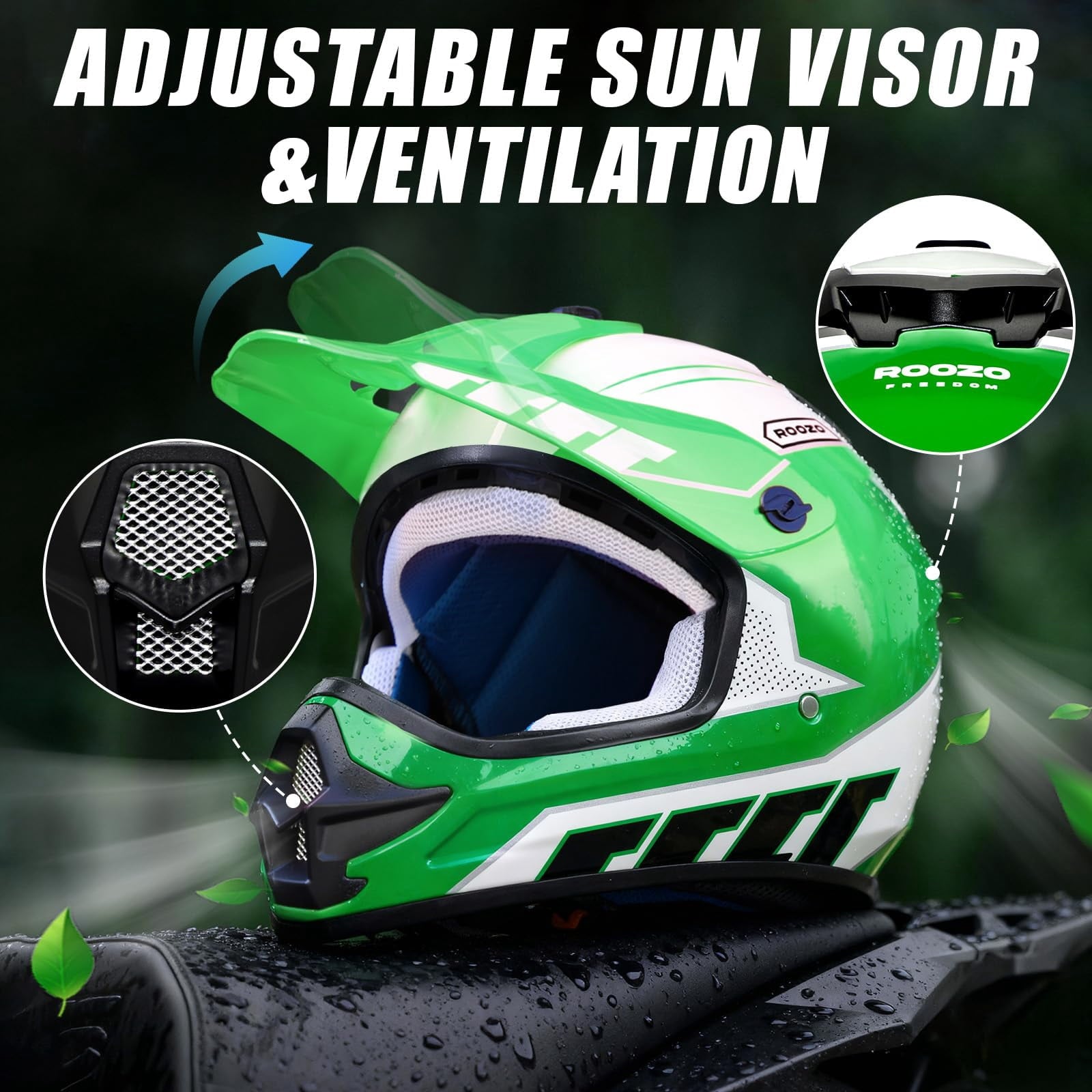 ROOZO Youth Dirt Bike Helmet â€?DOT Certified Full Face Motorcycle Helmet with Goggles & Gloves
