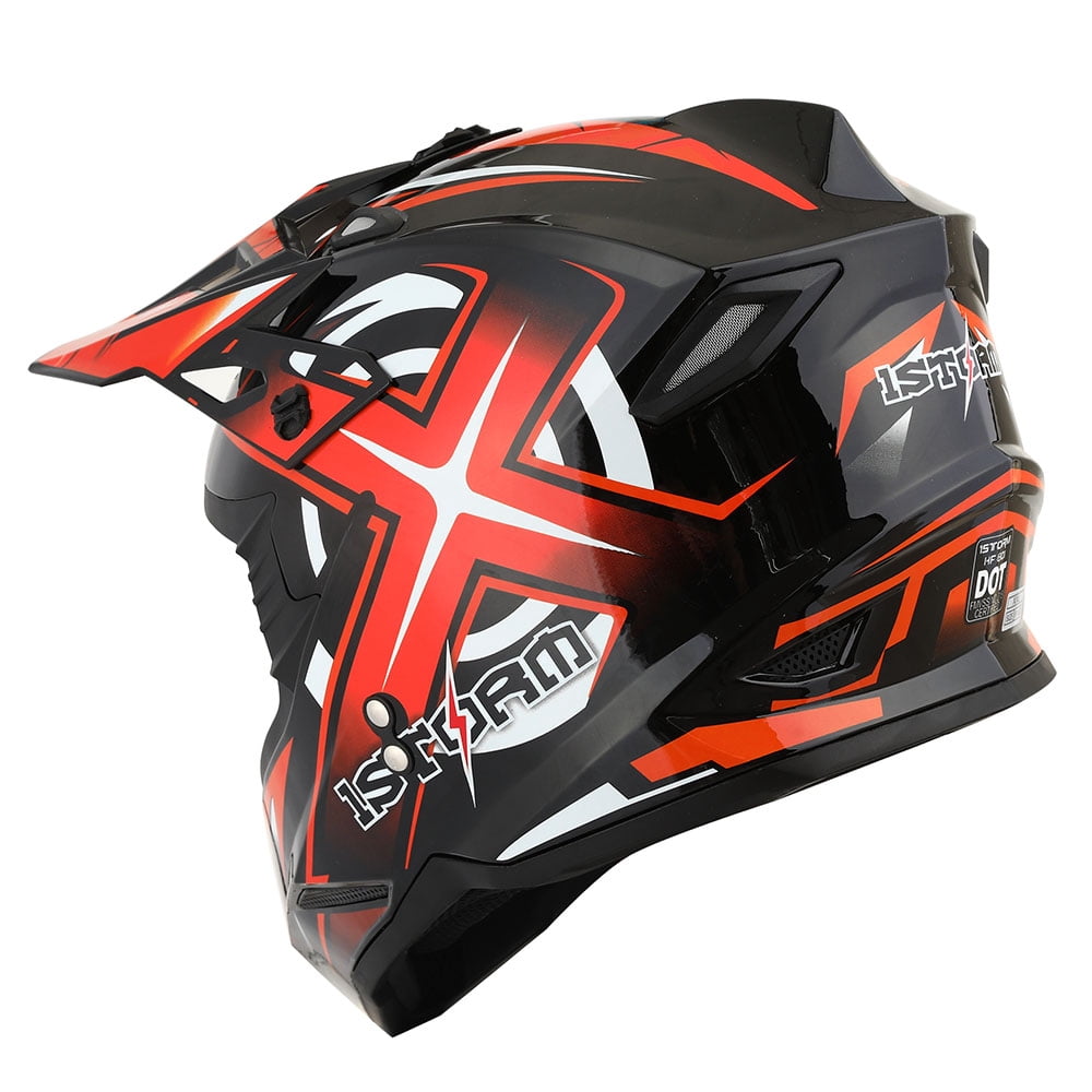 1Storm Adult Motocross Helmet BMX MX ATV Dirt Bike Helmet Racing Style HF801; Sonic Red