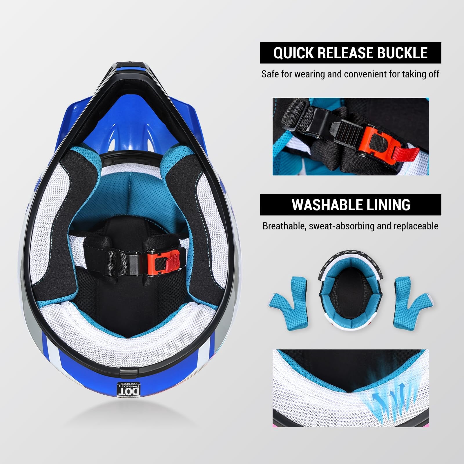 ROOZO Youth Dirt Bike Helmet â€?DOT Certified Full Face Motorcycle Helmet with Goggles & Gloves