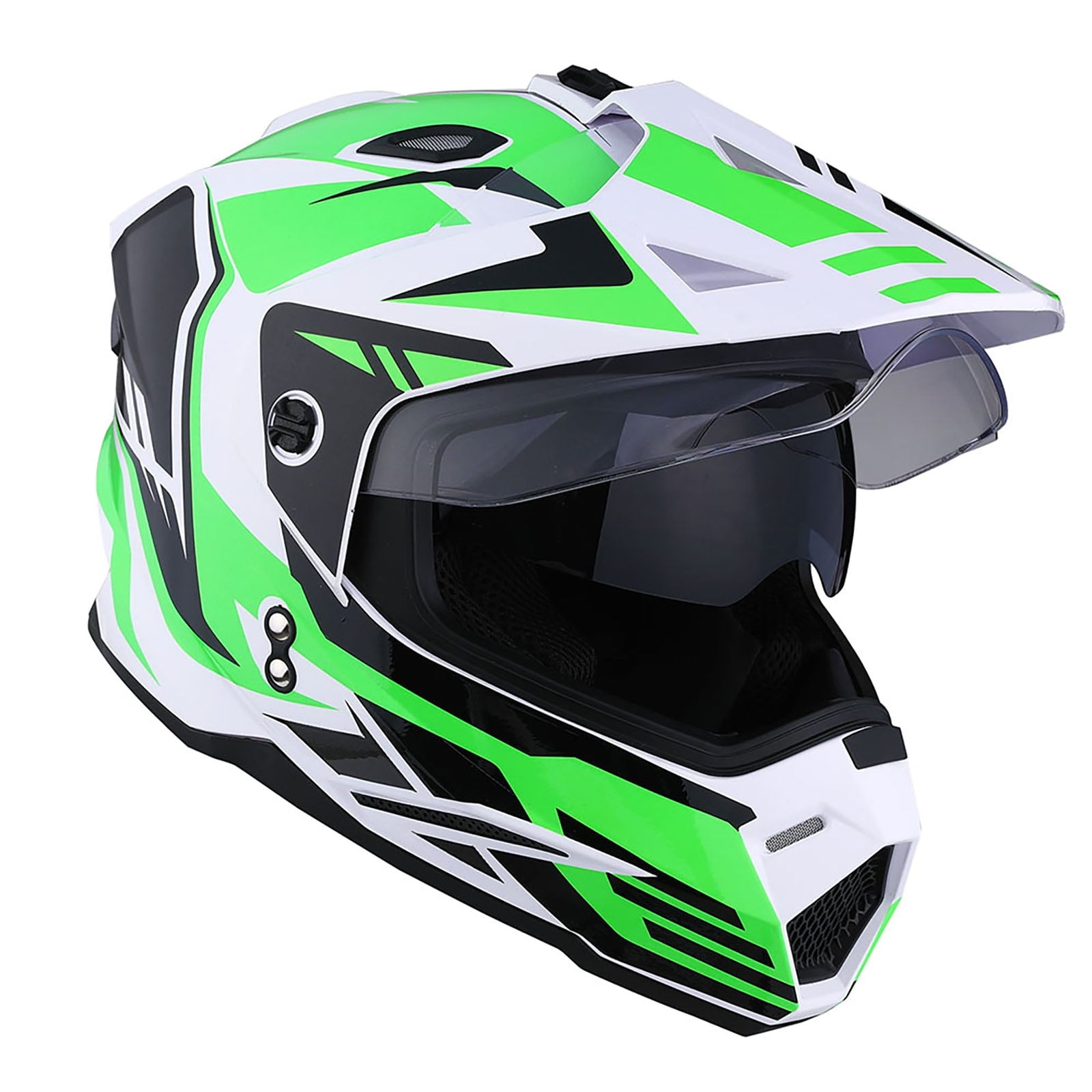 1Storm Adult Motorcycle Motocross Dual Sport Off Road Full Face Dual Visor Helmet F802CLS Matt Black