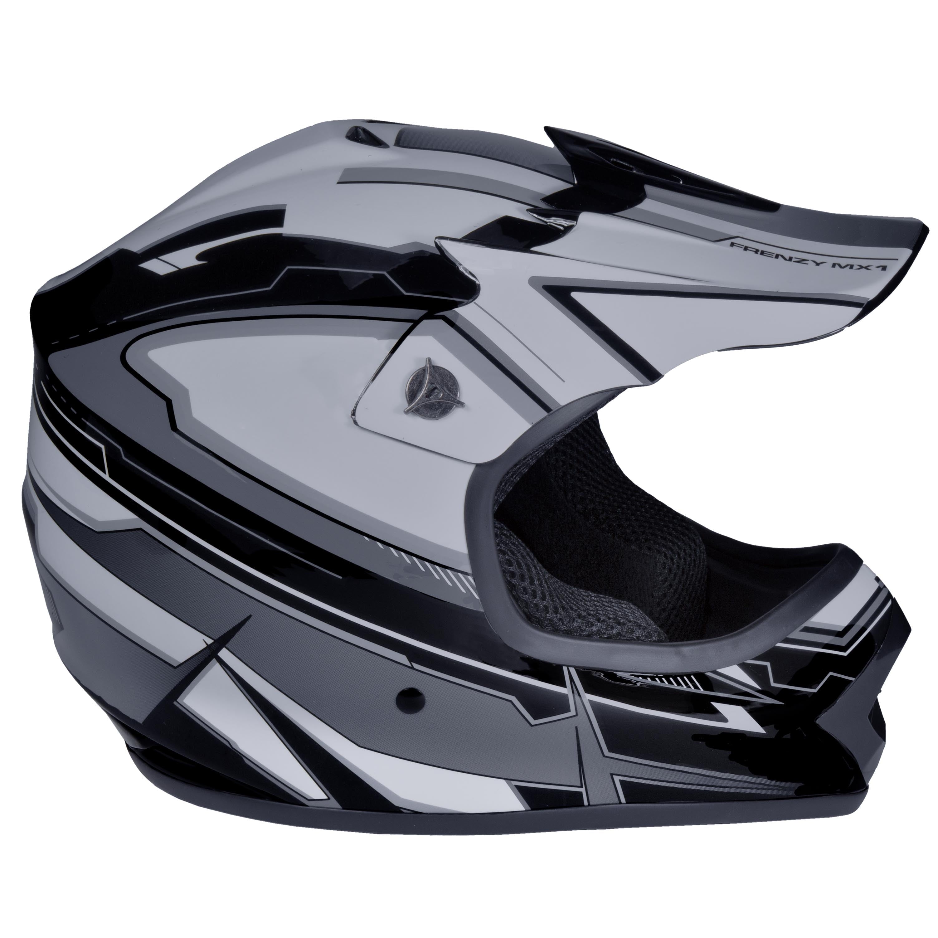 Youth Frenzy MX Off-Road Helmet, Black/Grey, Youth Medium