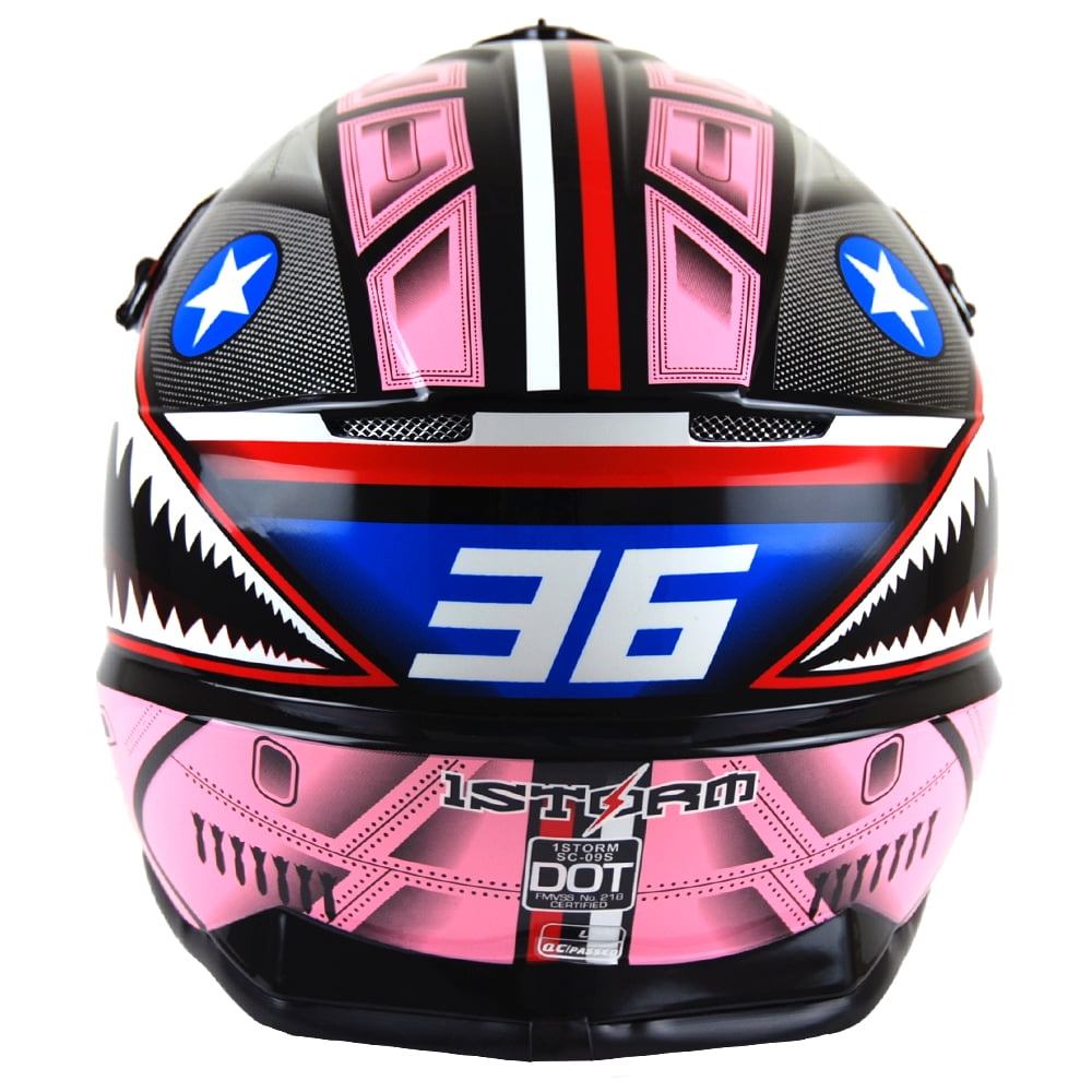 1Storm Adult Motocross BMX MX ATV Dirt Bike Helmet Racing Style SC09SCLS; Shark Pink