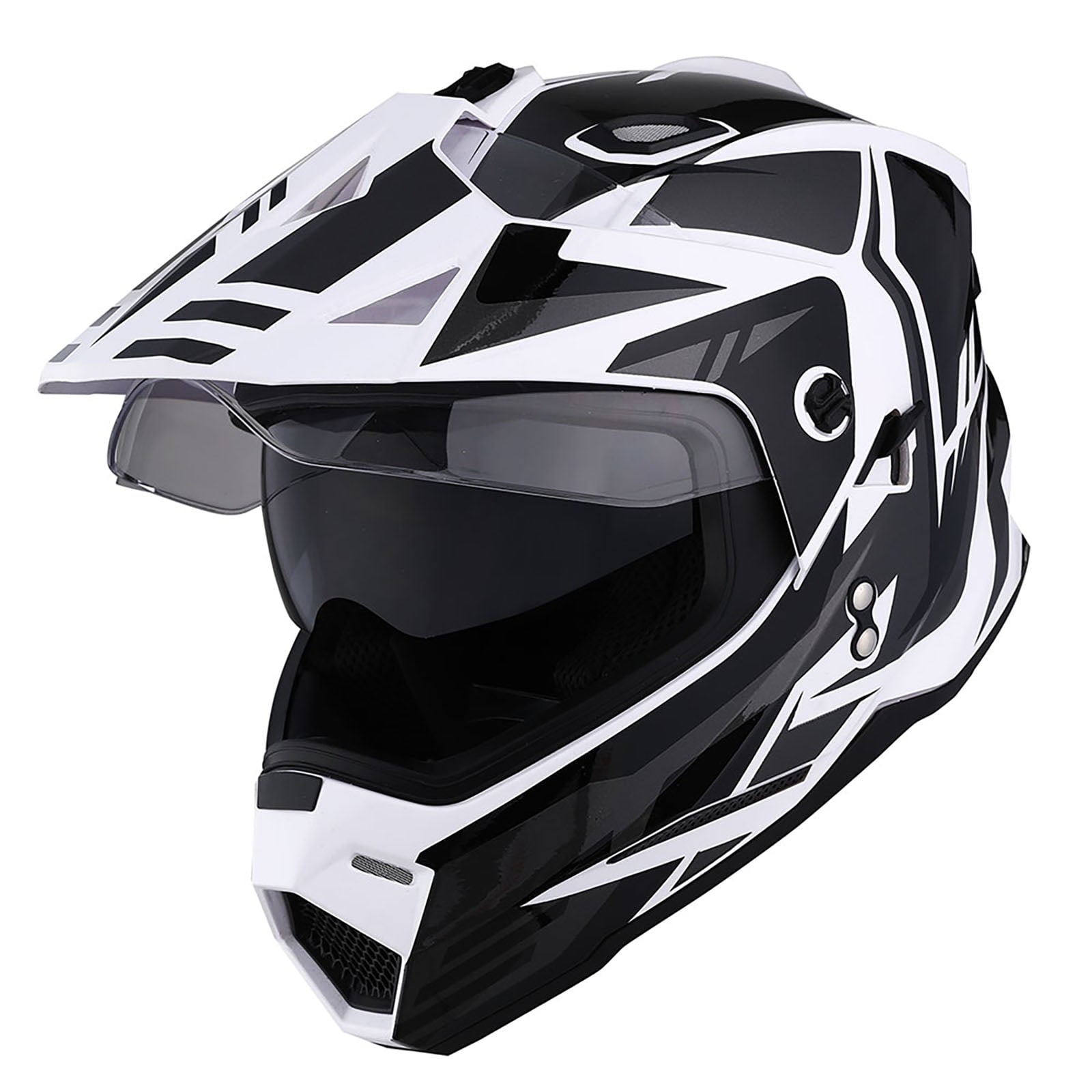 1Storm Dual Sport Motorcycle Motocross Off Road Full Face Helmet Dual Visor HF802 Matt Black + Motorcycle Bluetooth Headset