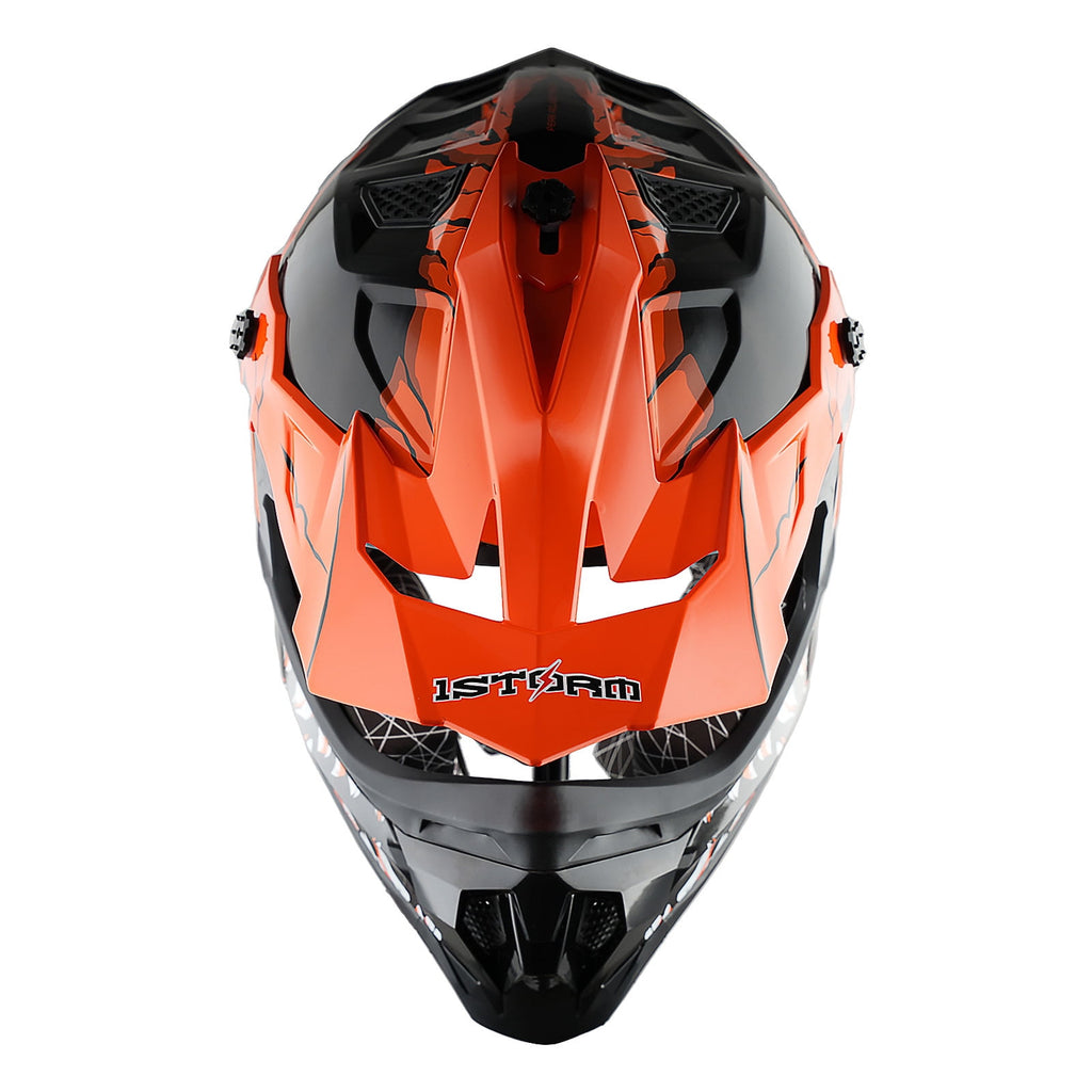 1Storm Adult Motocross Helmet ATV Dirt Bike BMX MX Downhill Mountain Helmet Track Style JH601; Matt Black