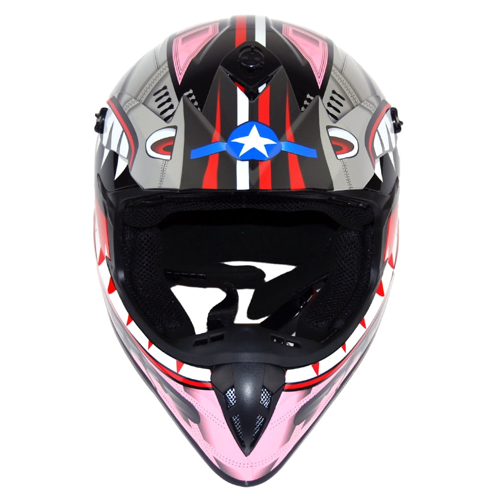 1Storm Adult Motocross BMX MX ATV Dirt Bike Helmet Racing Style SC09SCLS; Shark Pink