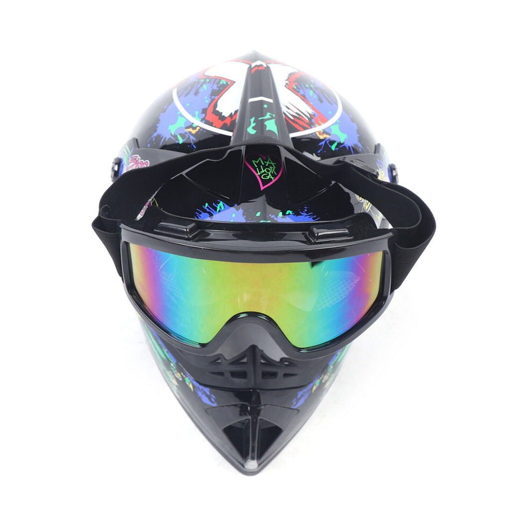 Motorcycle Full Face Helmet DOT Lightweight Helmets with Goggle Glove M Size