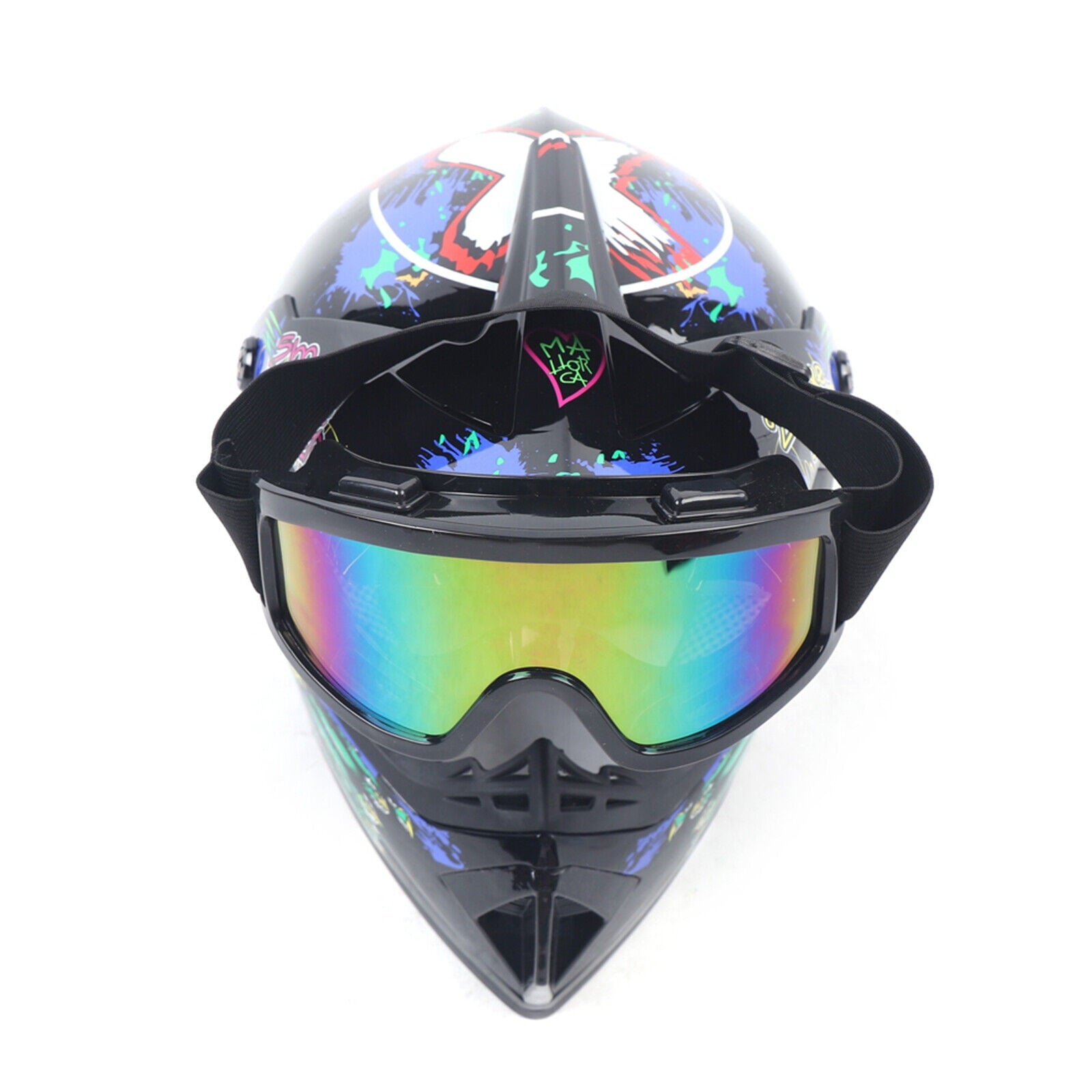 Motorcycle Full Face Helmet DOT Lightweight Helmets with Goggle Glove M Size