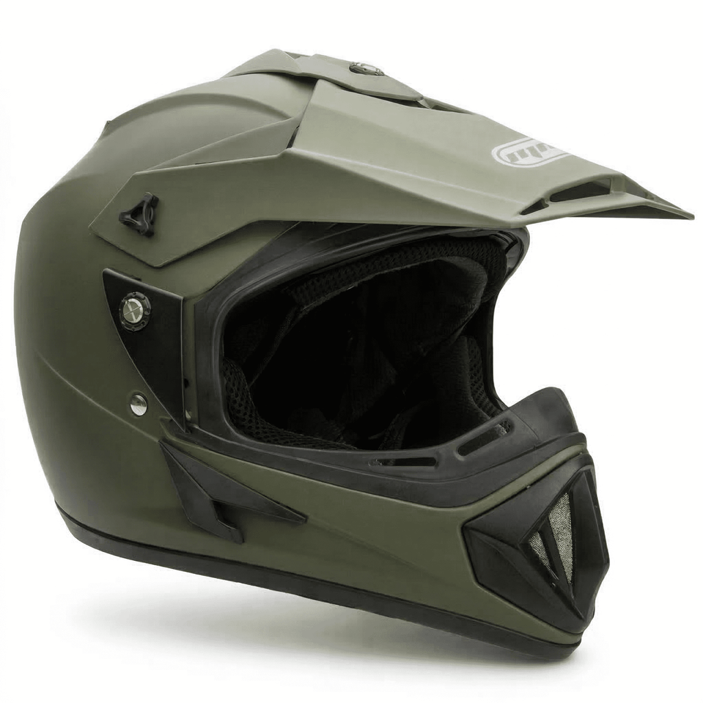 MMG Motorcycle Off-Road Helmet MX ATV Dirt Bike Matte Military Green with Goggles (X-Large) Model 30