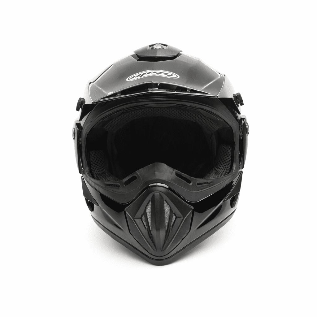 MMG Motorcycle Off-Road Helmet MX ATV Dirt Bike Gloss Black with Goggles (Large) Model 30