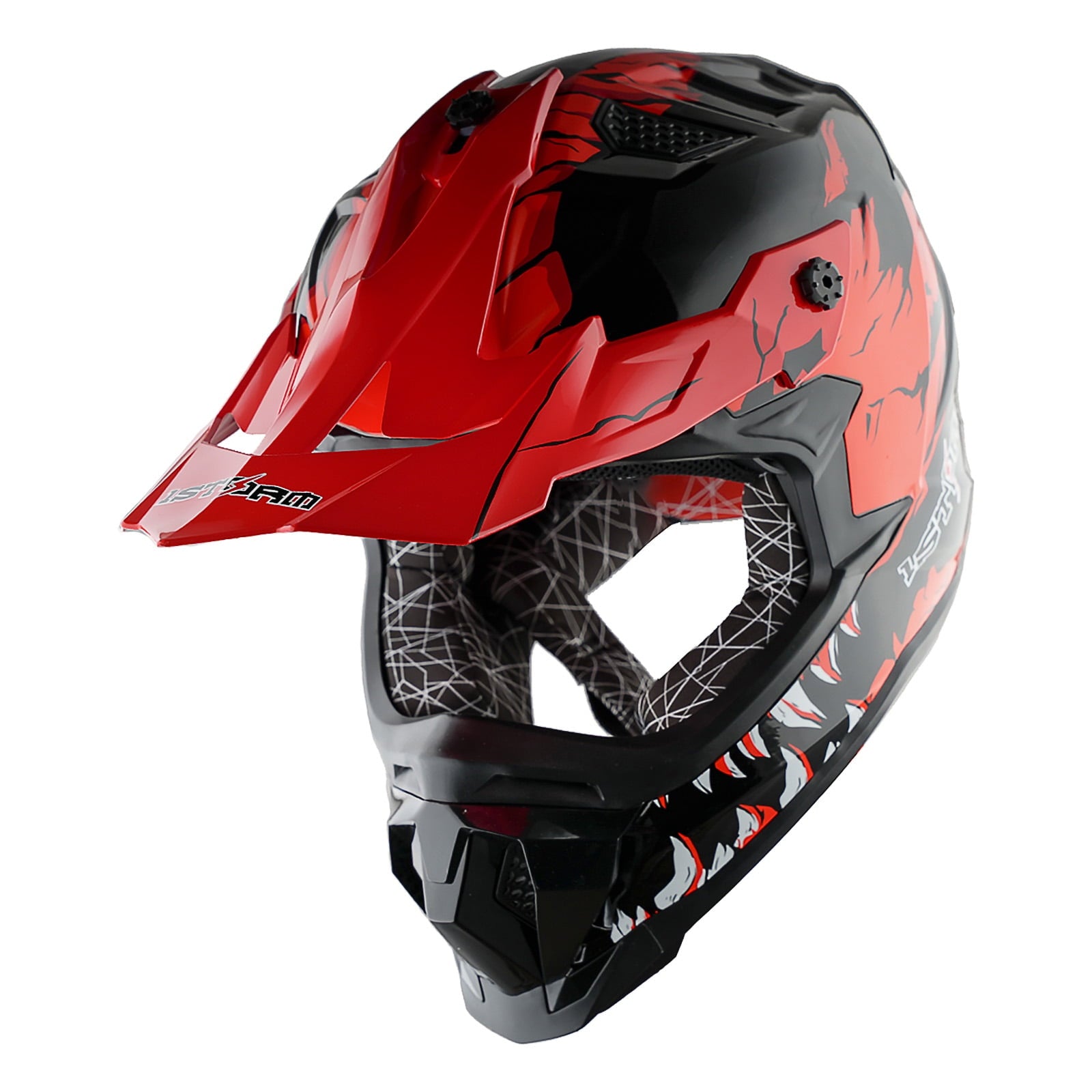 1Storm Adult Motocross Helmet ATV Dirt Bike BMX MX Downhill Mountain Helmet Track Style JH601; Matt Black