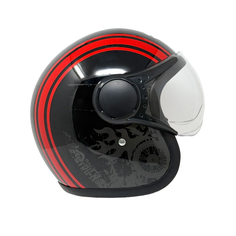 MMG Adult Motorcycle Helmet, Open Face Flip Up Visor DOT - Black/Red Graph (Large)