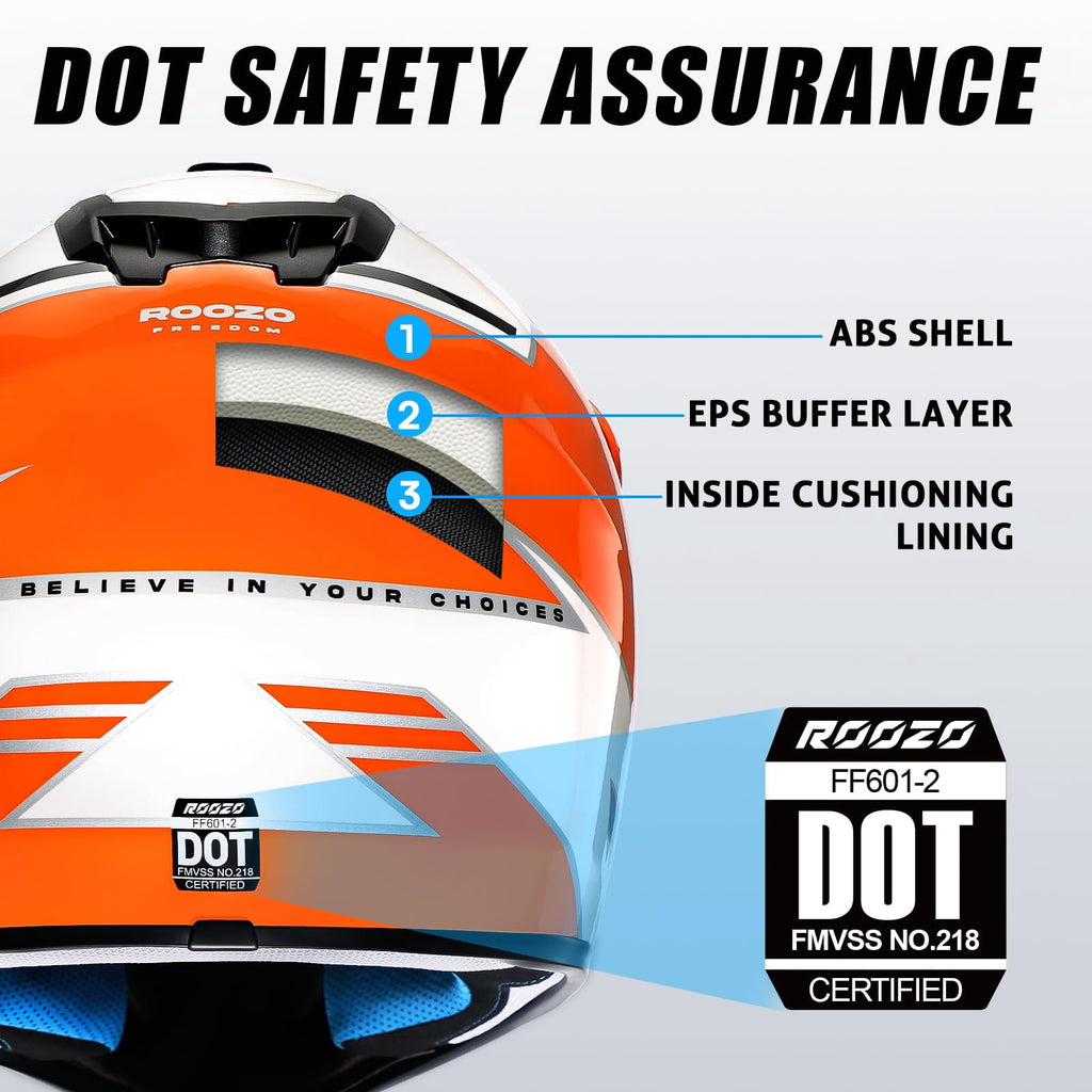 ROOZO Youth Dirt Bike Helmet â€?DOT Certified Full Face Motorcycle Helmet with Goggles & Gloves