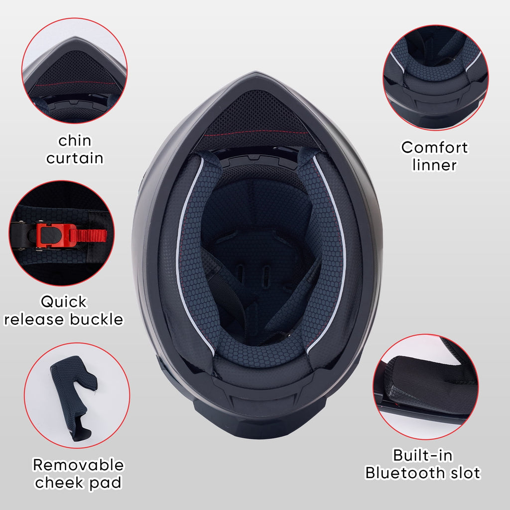 Full-Face Adult Motorcycle Helmet, Motocross ATV Offroad Dirt Bike Helmet DOT Approved, Red and Black, XL Size