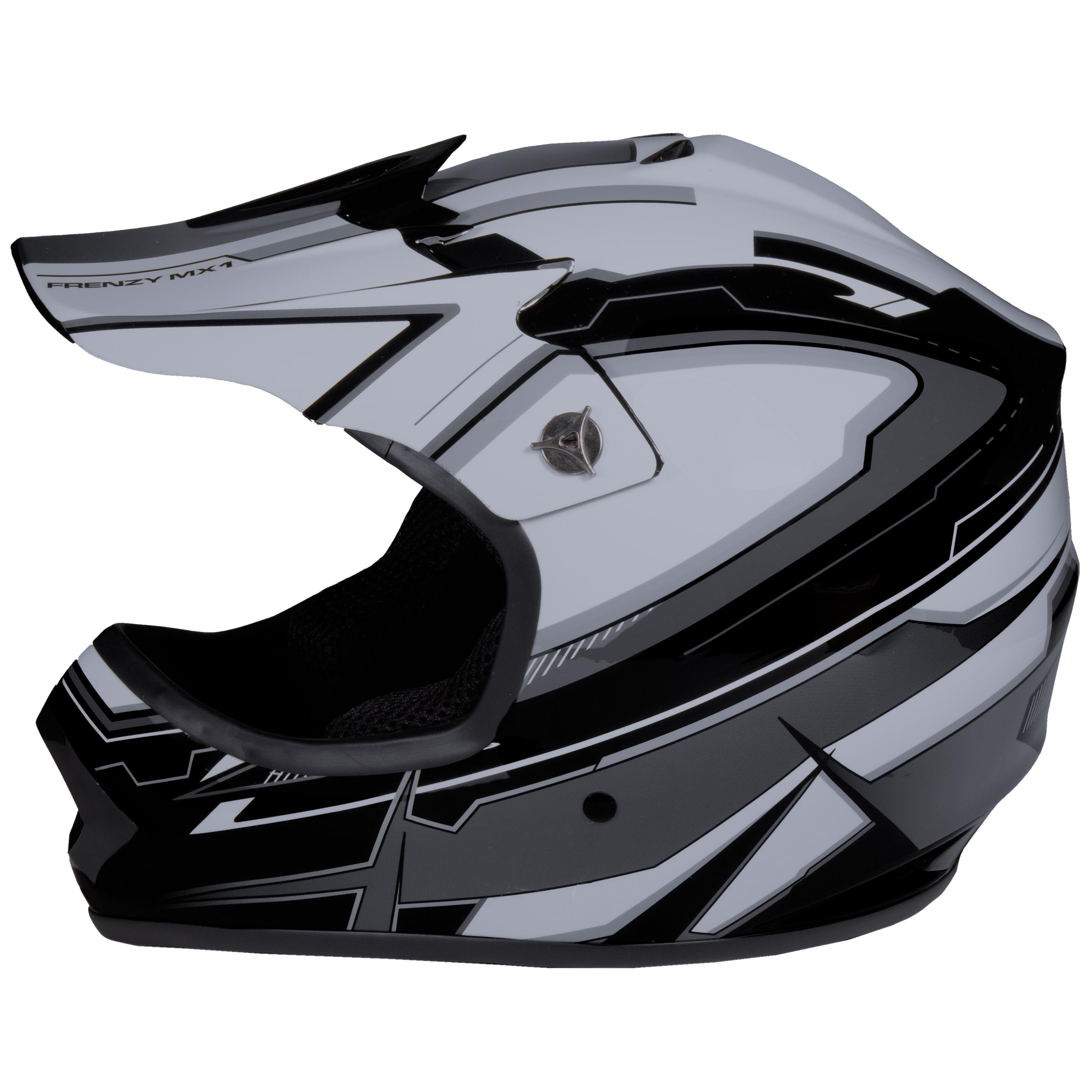 Youth Frenzy MX ATV off-road Helmet DOT Approved Black/Grey, Youth Large