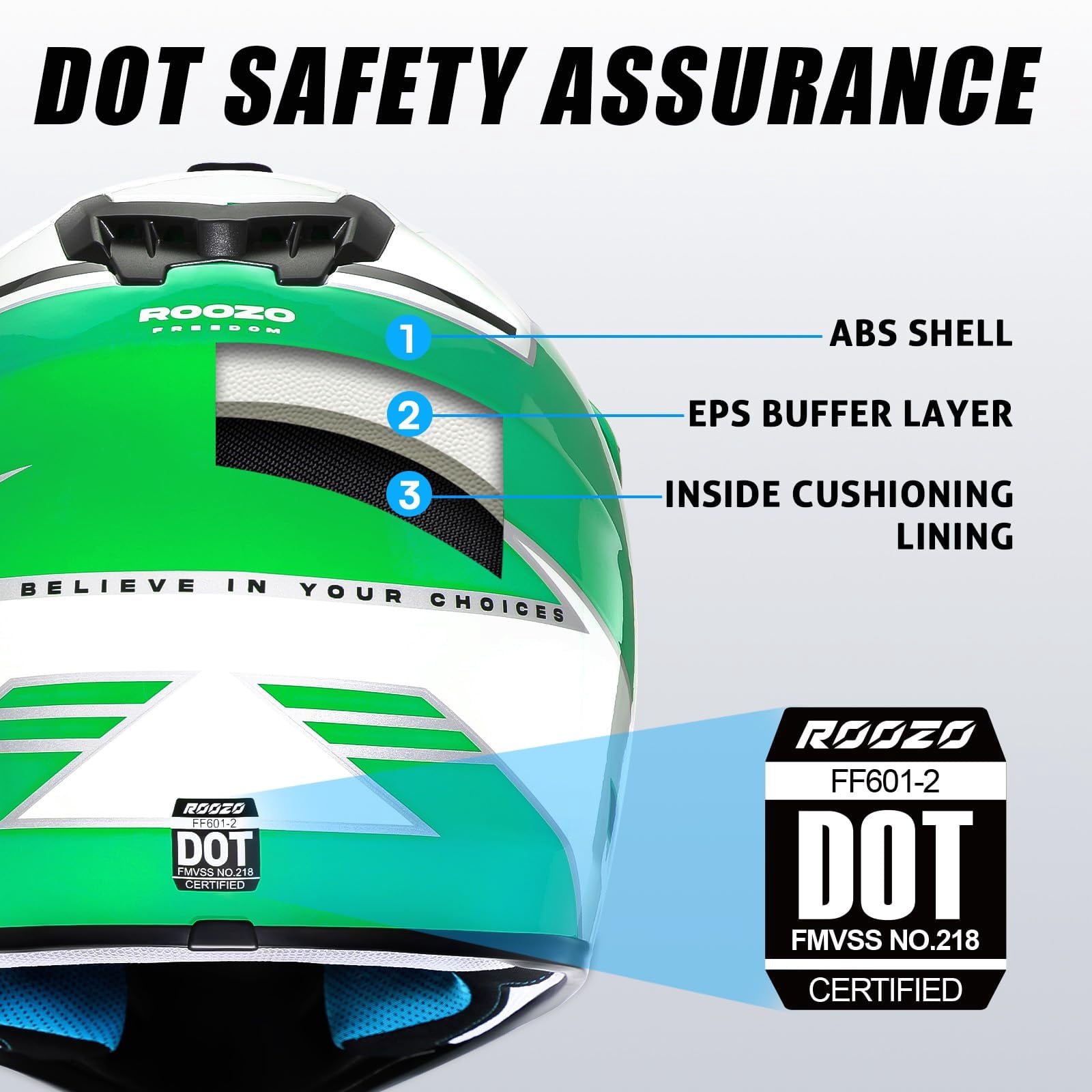 ROOZO Youth Dirt Bike Helmet â€?DOT Certified Full Face Motorcycle Helmet with Goggles & Gloves