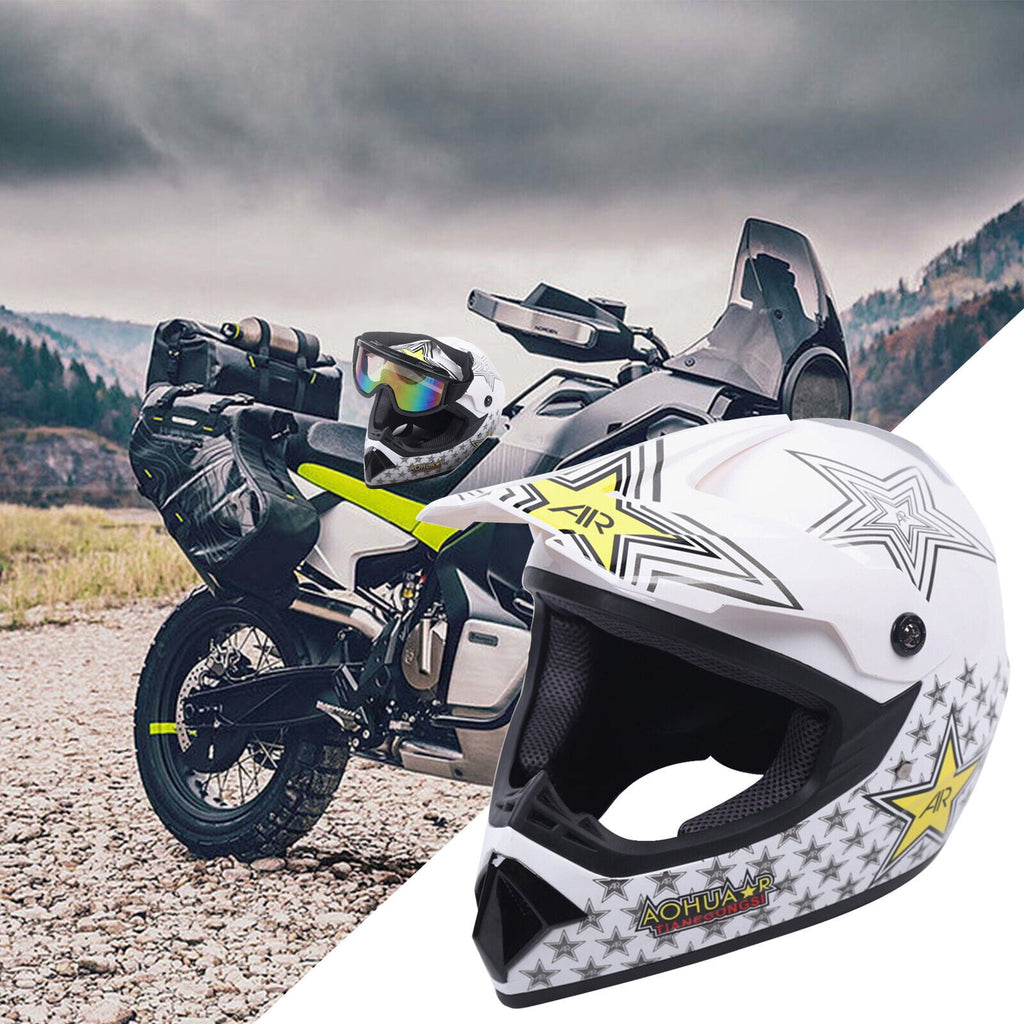 Motocross Youth Helmet+Goggles+Gloves Kit Off-Road Dirt Bike Racing ATV Protect
