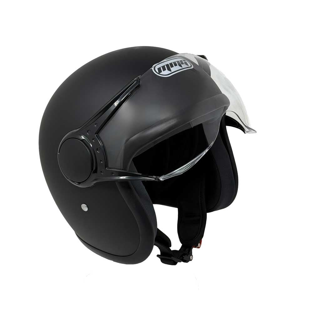 MMG Adult Motorcycle Helmet, Open Face Flip Up Visor DOT - Matte Black L