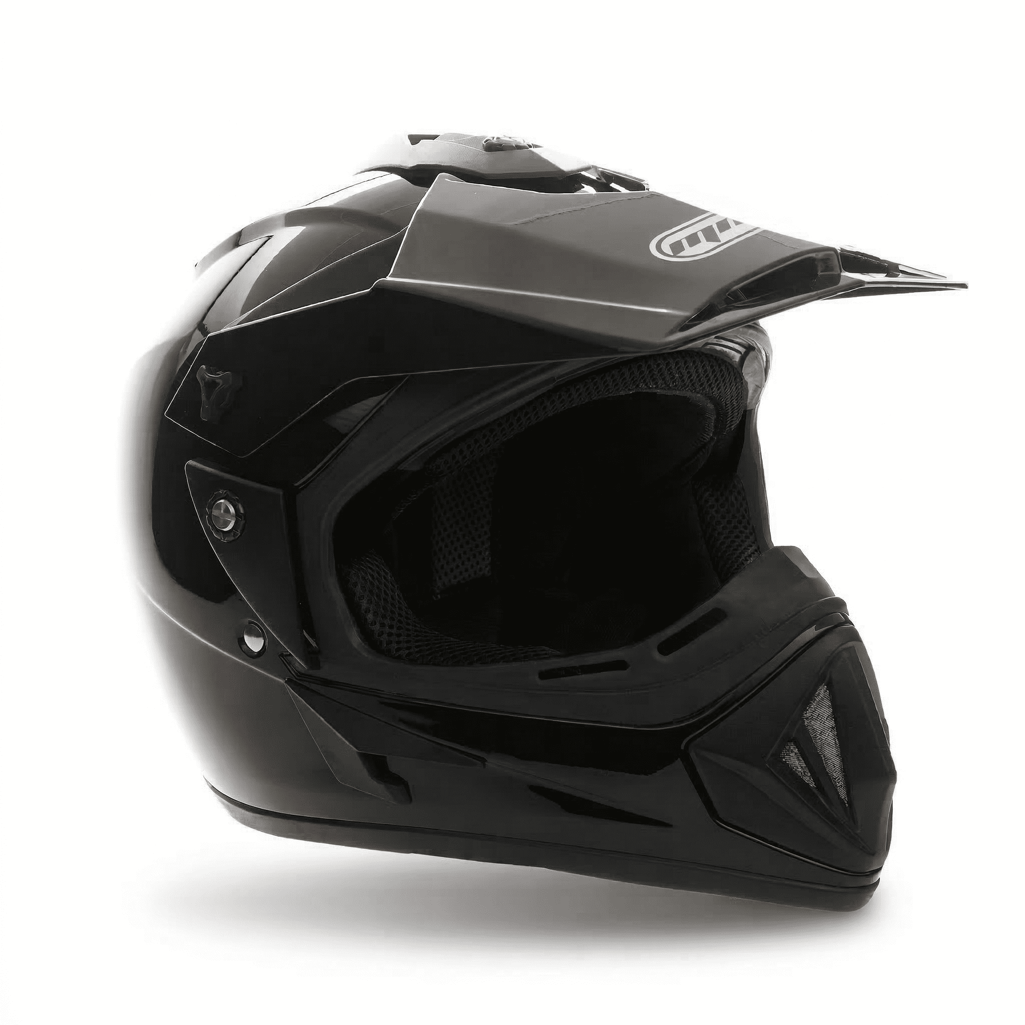 MMG Motorcycle Off-Road Helmet MX ATV Dirt Bike Gloss Black with Goggles (Large) Model 30