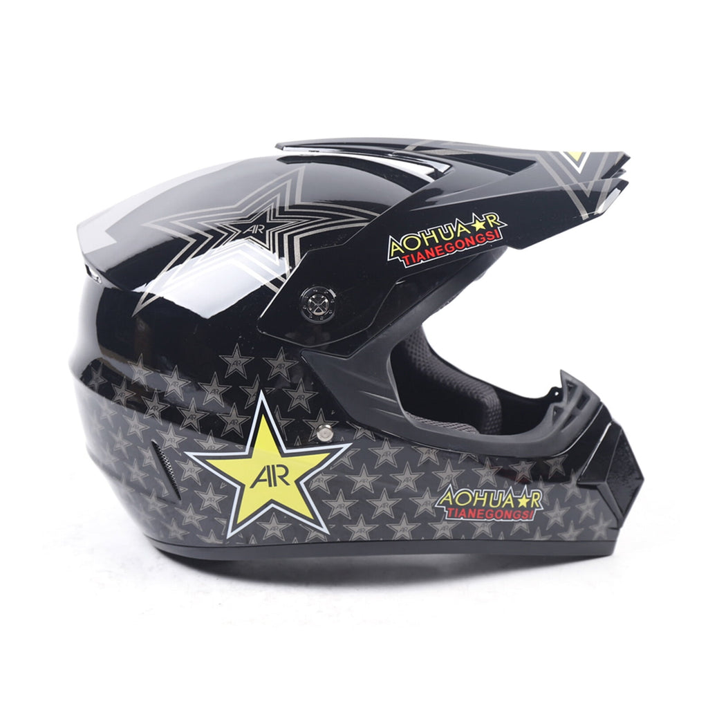 DOT Certified Motocross Helmet Set, Full-Face Off-Road ATV MX BMX Dirt Bike Helmet, Includes Goggles & Gloves, Impact Resistant, Ventilated, Unisex, M Size