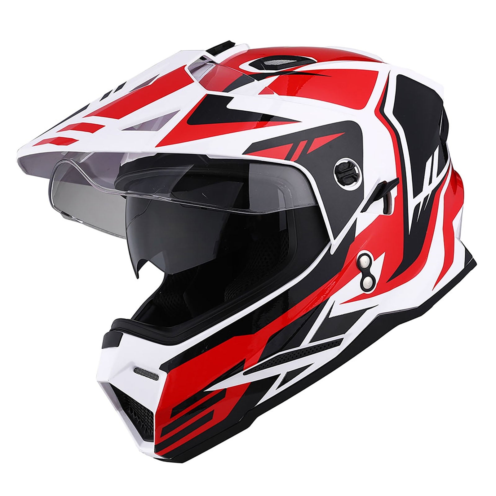 1Storm Dual Sport Motorcycle Motocross Off Road Full Face Helmet Dual Visor HF802 Matt Black + Motorcycle Bluetooth Headset