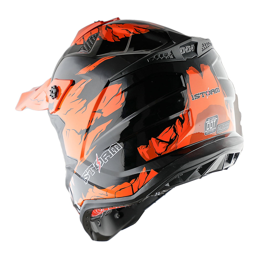 1Storm Adult Motocross Helmet ATV Dirt Bike BMX MX Downhill Mountain Helmet Track Style JH601; Matt Black
