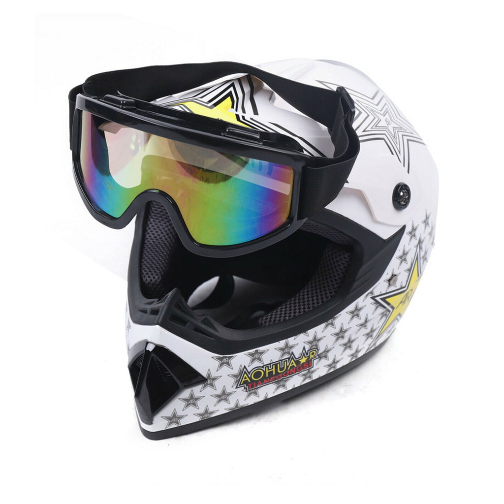 Youth Kids Motocross Helmets Offroad Helmet Gloves Goggles DOT Certification Motocross Helmet Motorcycle ATV Dirt Bike (Fashion 3 L)