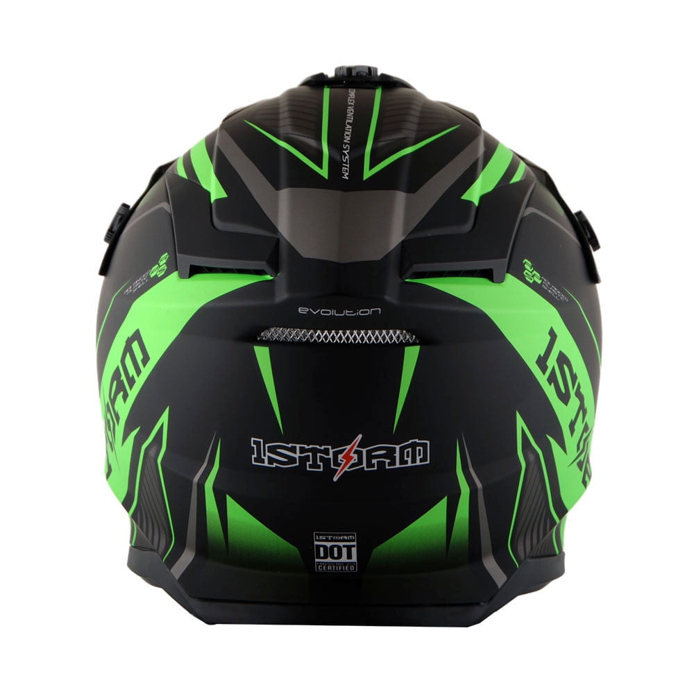 1Storm Adult Motocross Helmet BMX MX ATV Dirt Bike Downhill Mountain Bike Helmet Racing Style H637; Storm Green