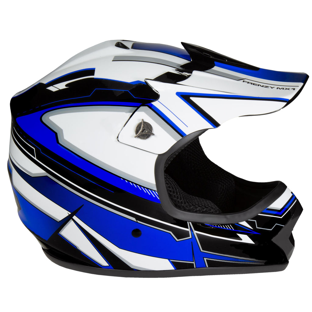 Youth Frenzy MX ATV off-road Youth Helmet DOT Approved Blue, Large