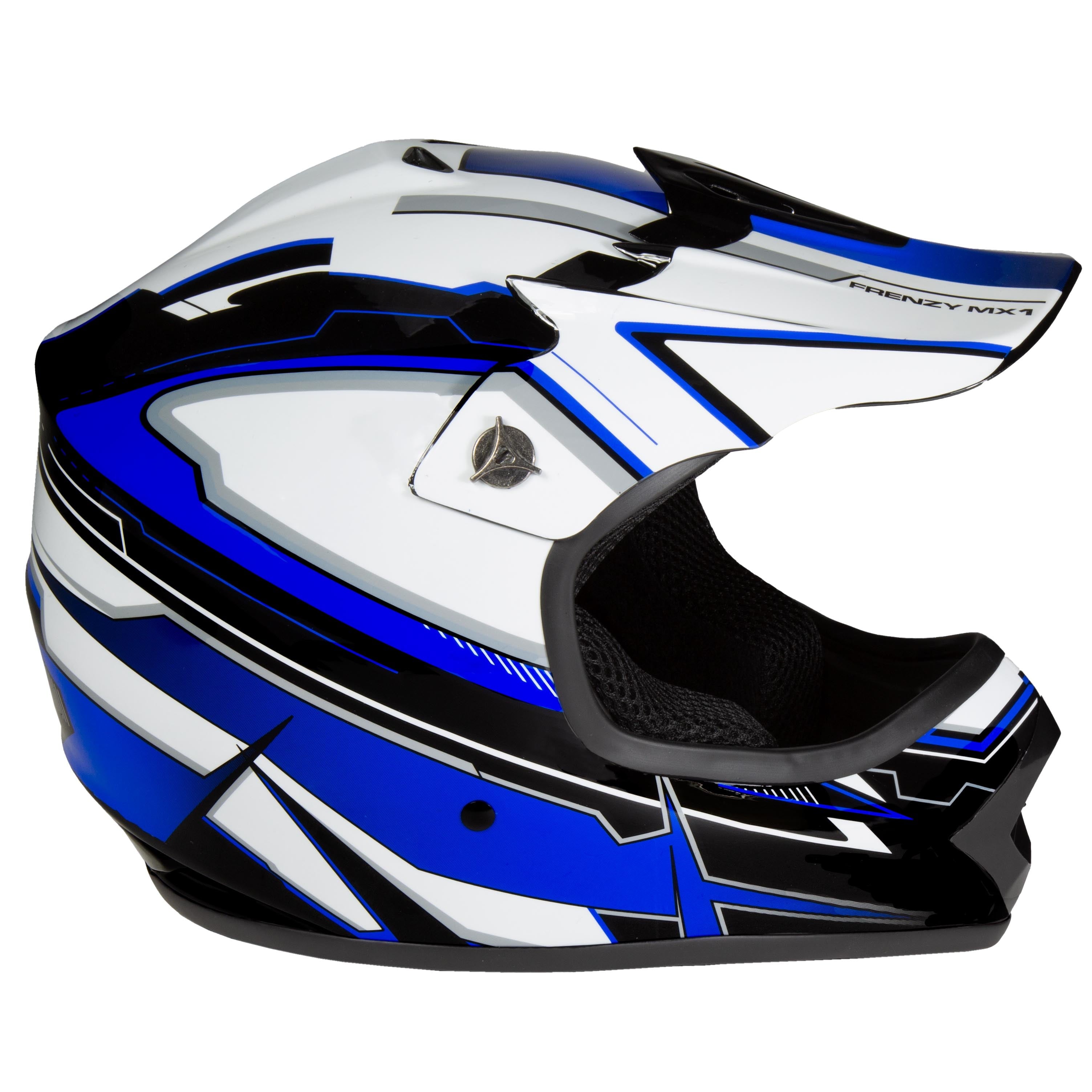 Youth Frenzy MX off Road Dirt Bike Helmet - DOT Approved - Color Blue - Size: Youth Medium